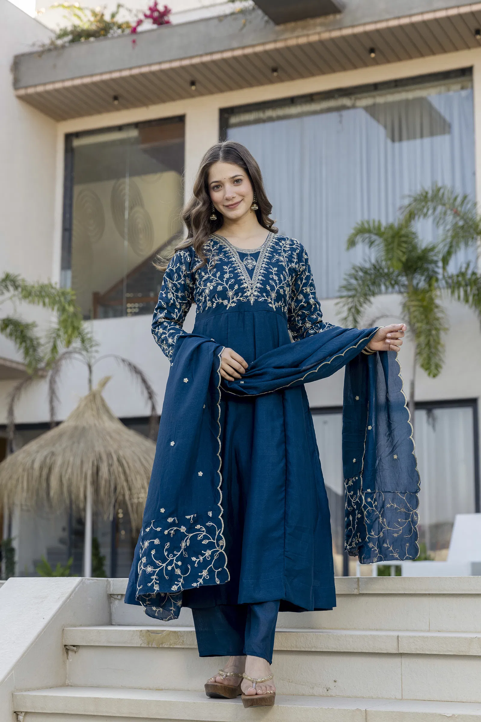 Devmonalisa 01 Vichitra Silk With Embroidery Kurti Pant And Dupatta