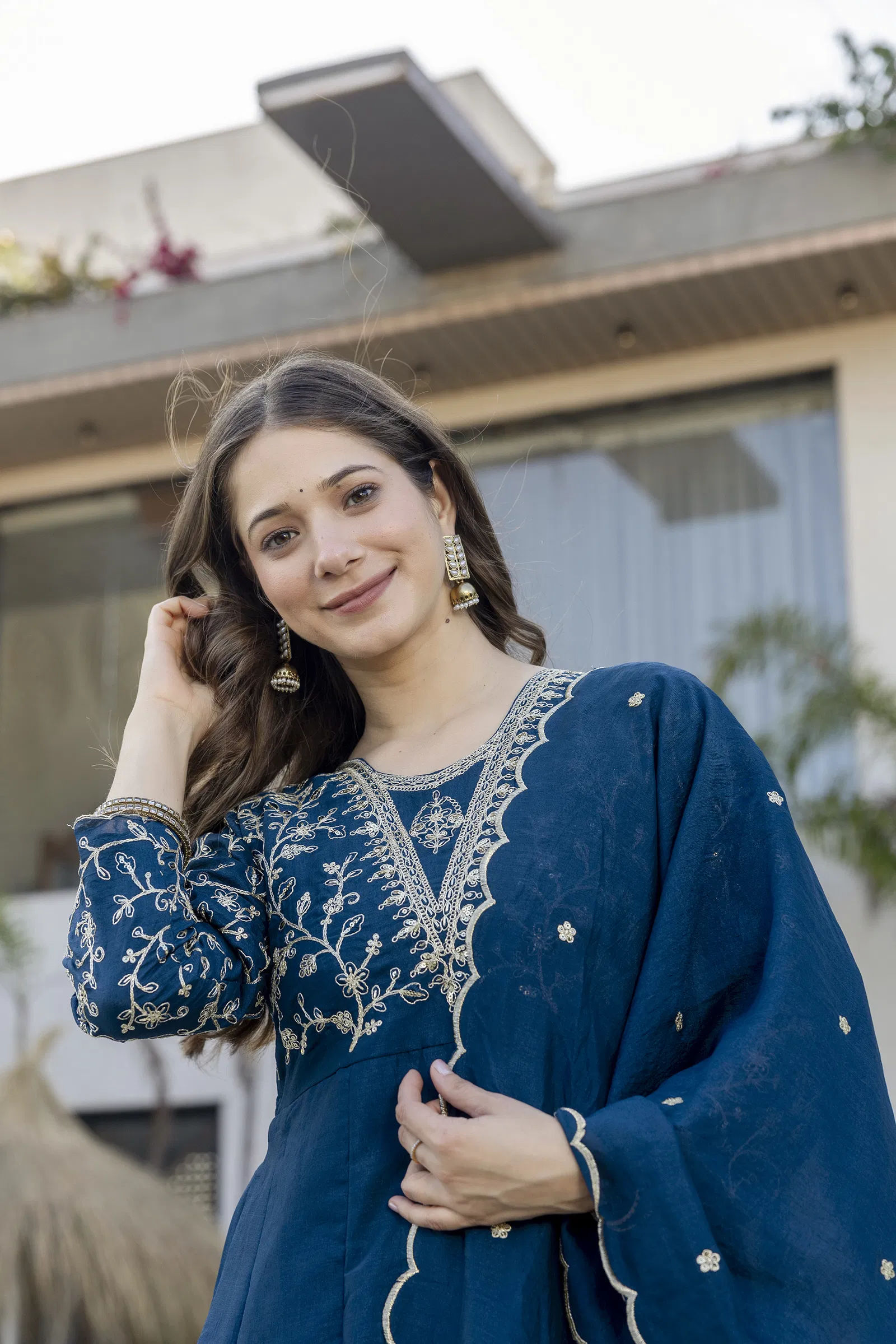 Devmonalisa 01 Vichitra Silk With Embroidery Kurti Pant And Dupatta