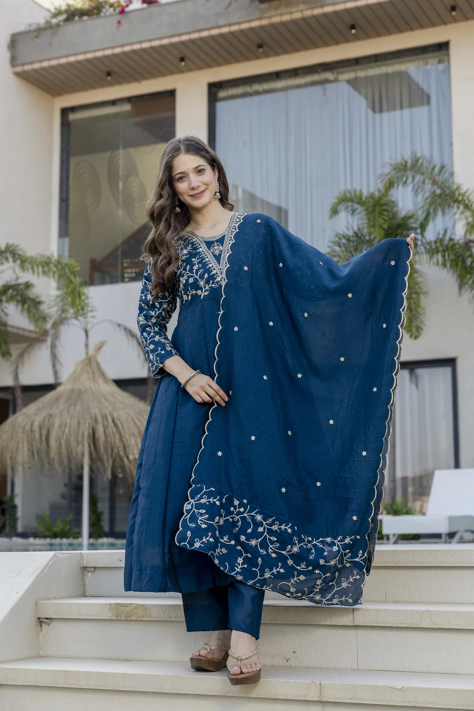 Devmonalisa 01 Vichitra Silk With Embroidery Kurti Pant And Dupatta
