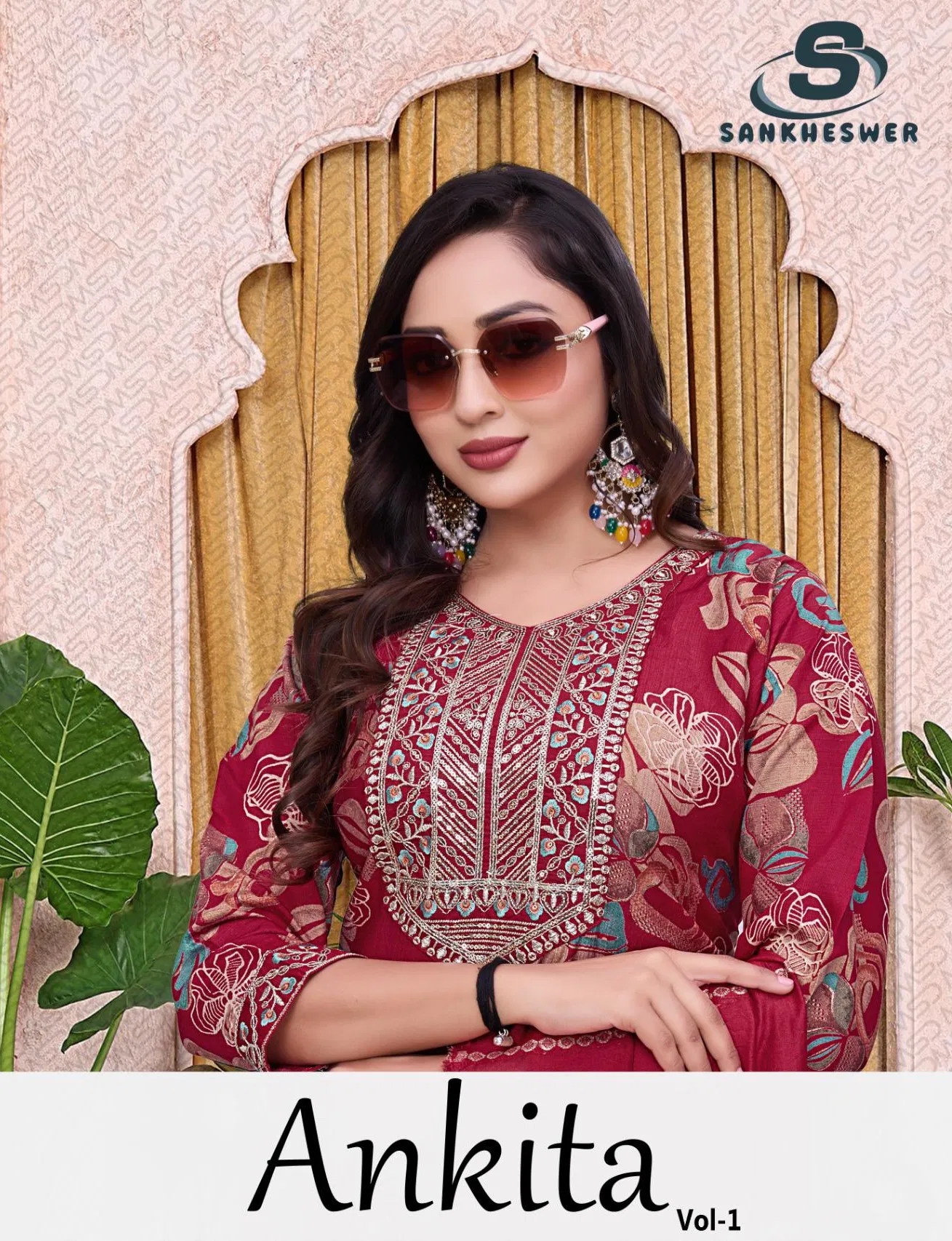 Sankheswer Ankita Vol 1 Vertican Foil Print Top Bottom And Dupatta
