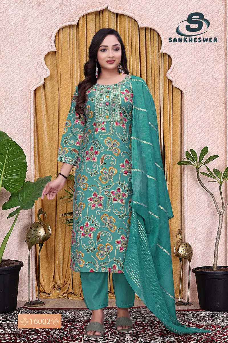 Sankheswer Ankita Vol 1 Vertican Foil Print Top Bottom And Dupatta