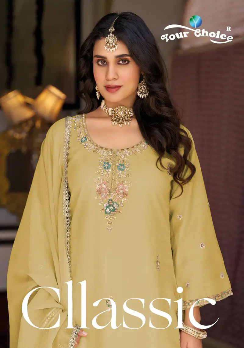 Your Choice Cllassic Rose Gold With Work Designer Salwar Kameez
