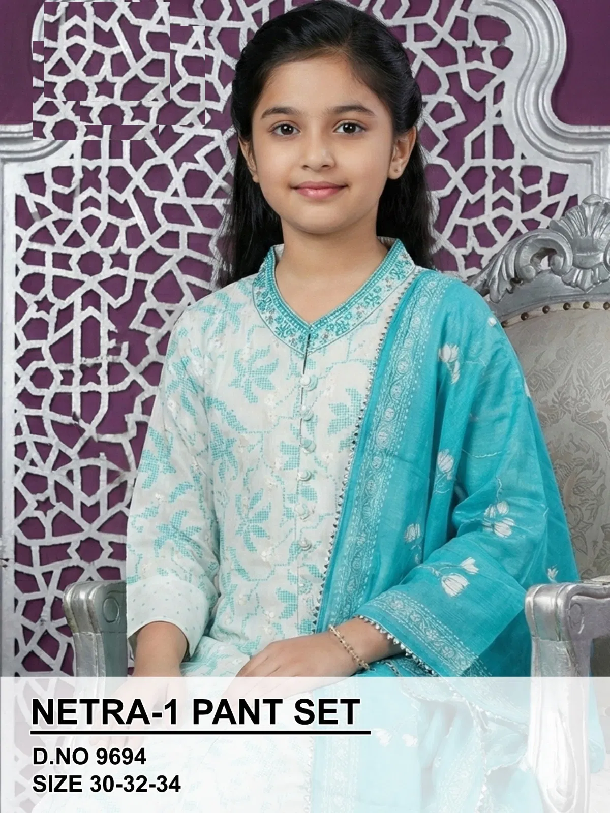 Netra Vol 1 Roman Silk Kids Wear Pant Set Collection