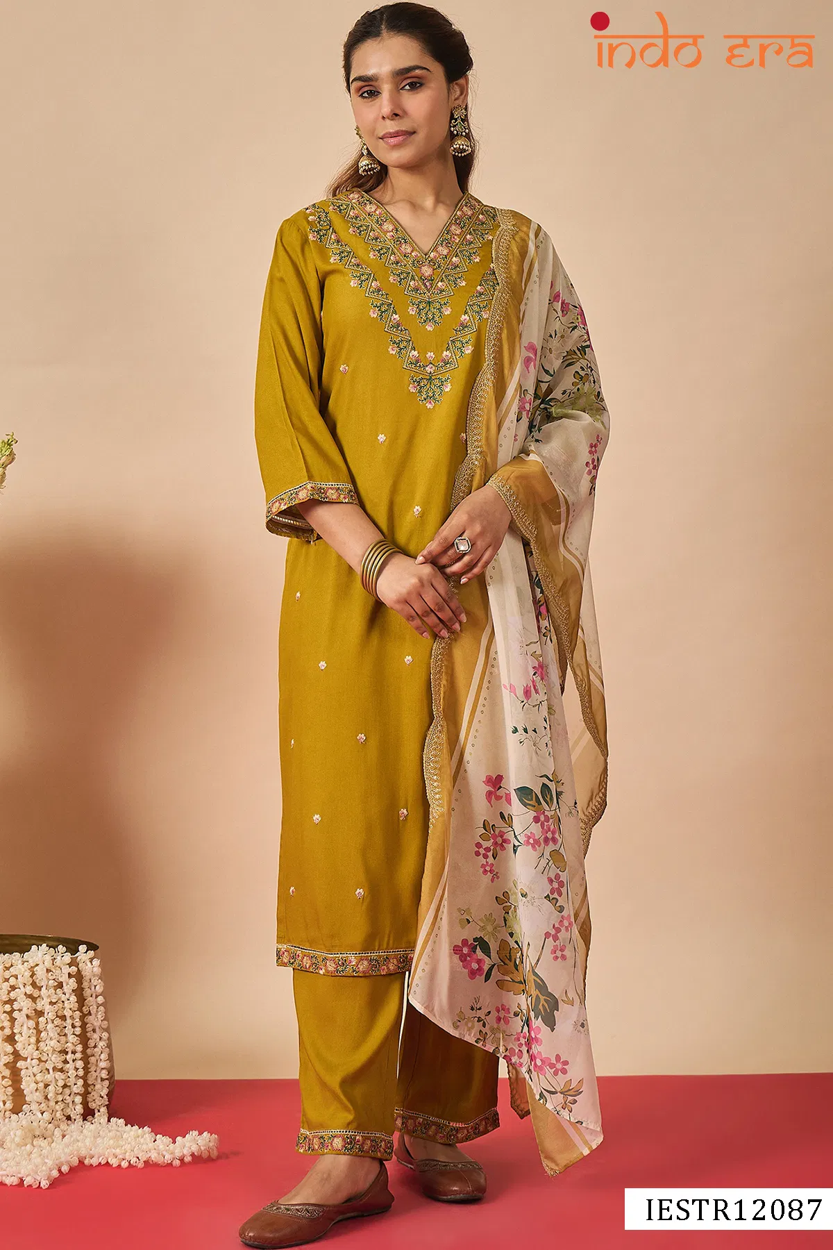 Indo Era 2597 Ethnic Motifs Embroidered Kurti Pant And Dupatta