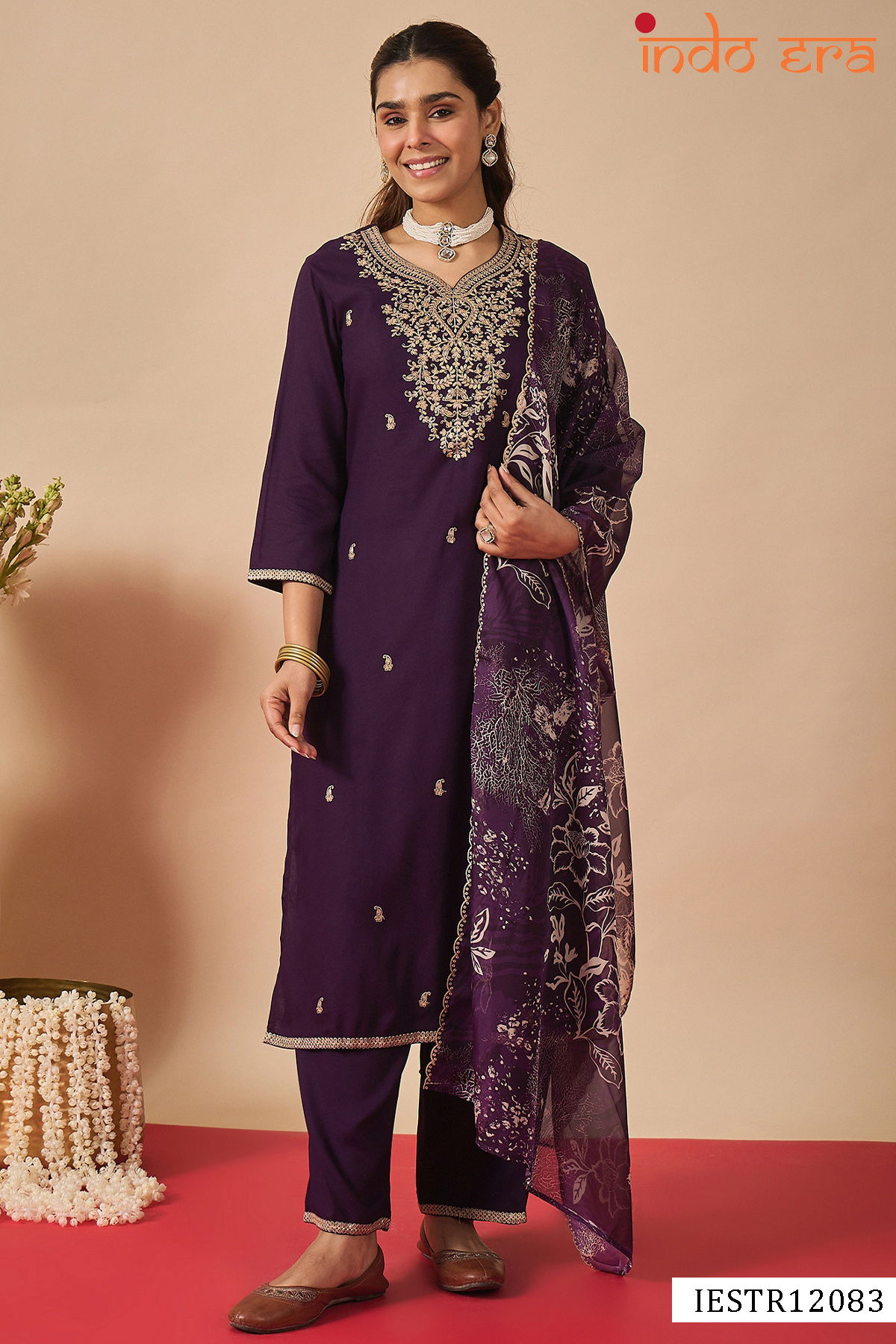 Indo Era 2597 Ethnic Motifs Embroidered Kurti Pant And Dupatta
