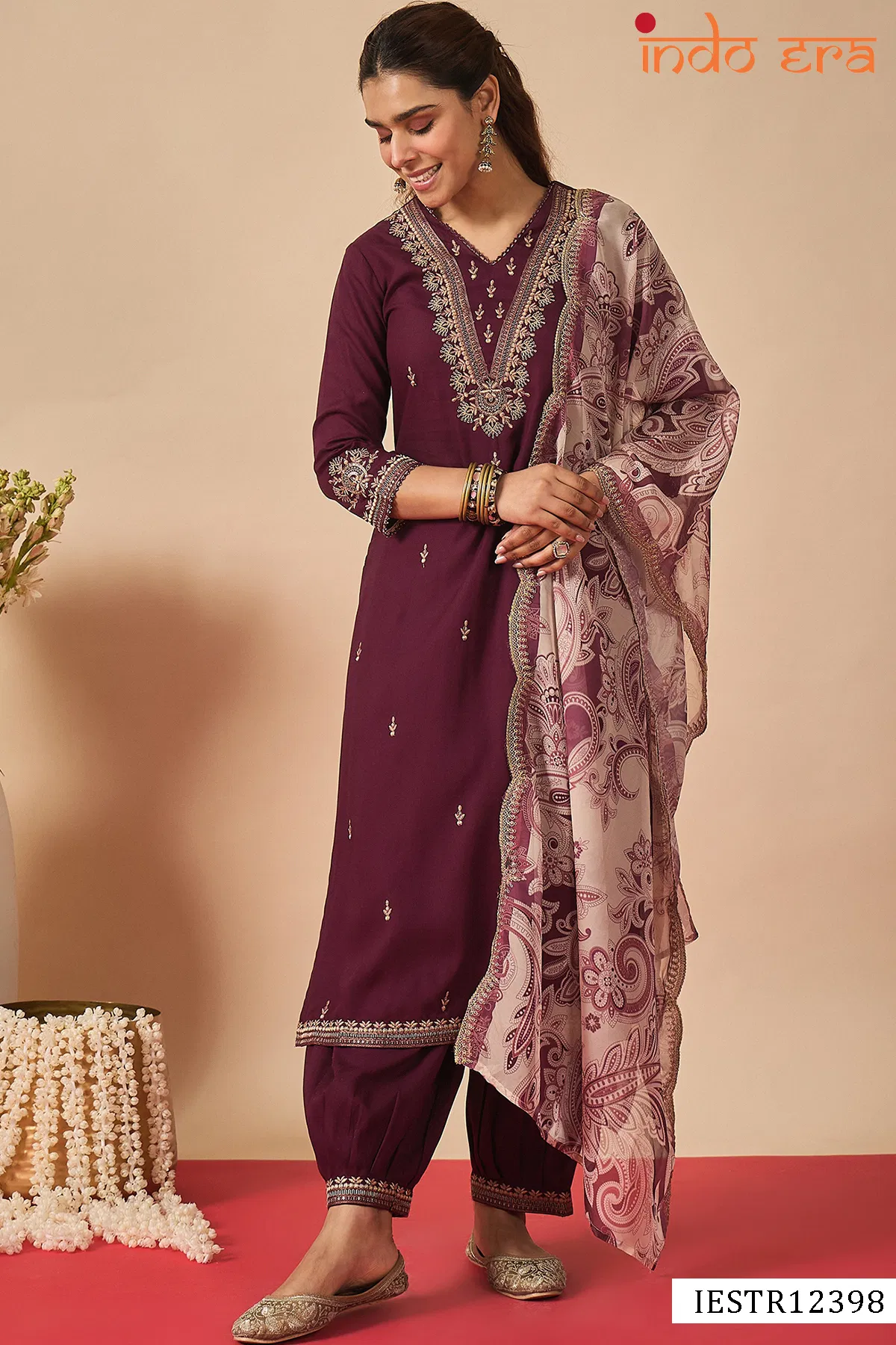 Indo Era 2597 Ethnic Motifs Embroidered Kurti Pant And Dupatta