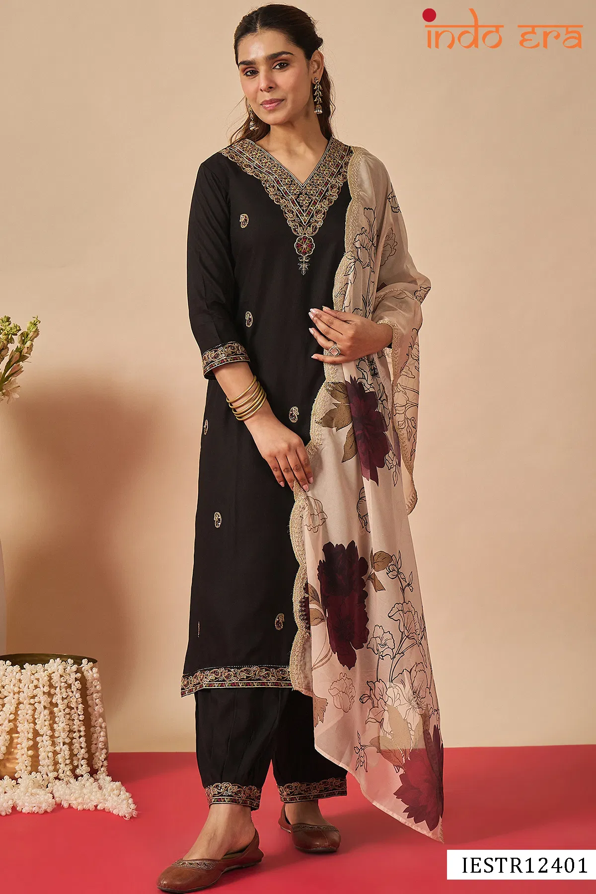 Indo Era 2597 Ethnic Motifs Embroidered Kurti Pant And Dupatta
