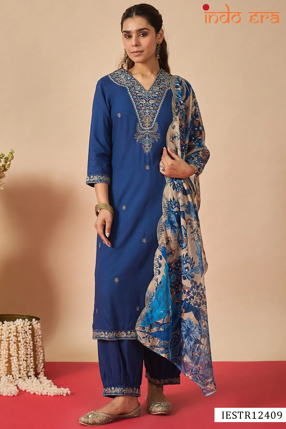 Indo Era 2597 Ethnic Motifs Embroidered Kurti Pant And Dupatta