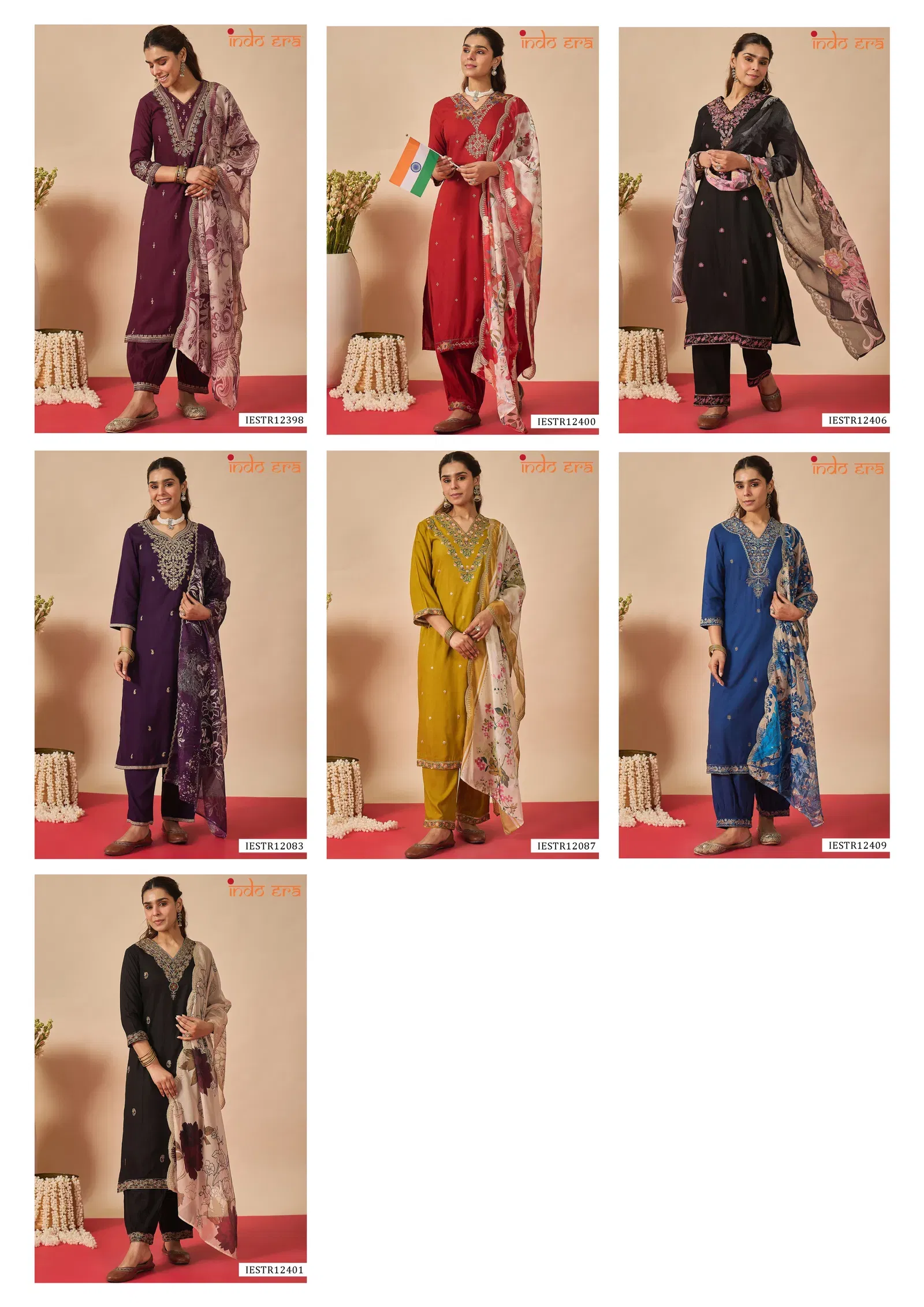 Indo Era 2597 Ethnic Motifs Embroidered Kurti Pant And Dupatta