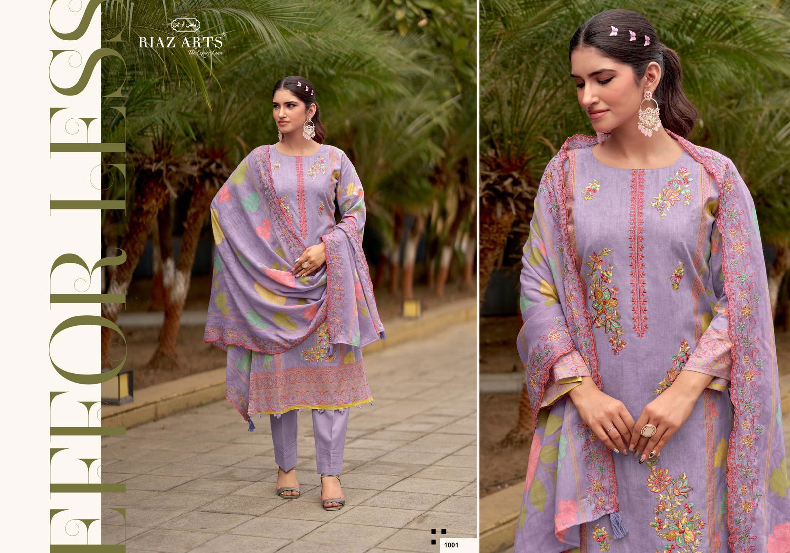 Riaz Arts Karigiri E Saeed Cambric Cotton Print With Embroidery Dress Material