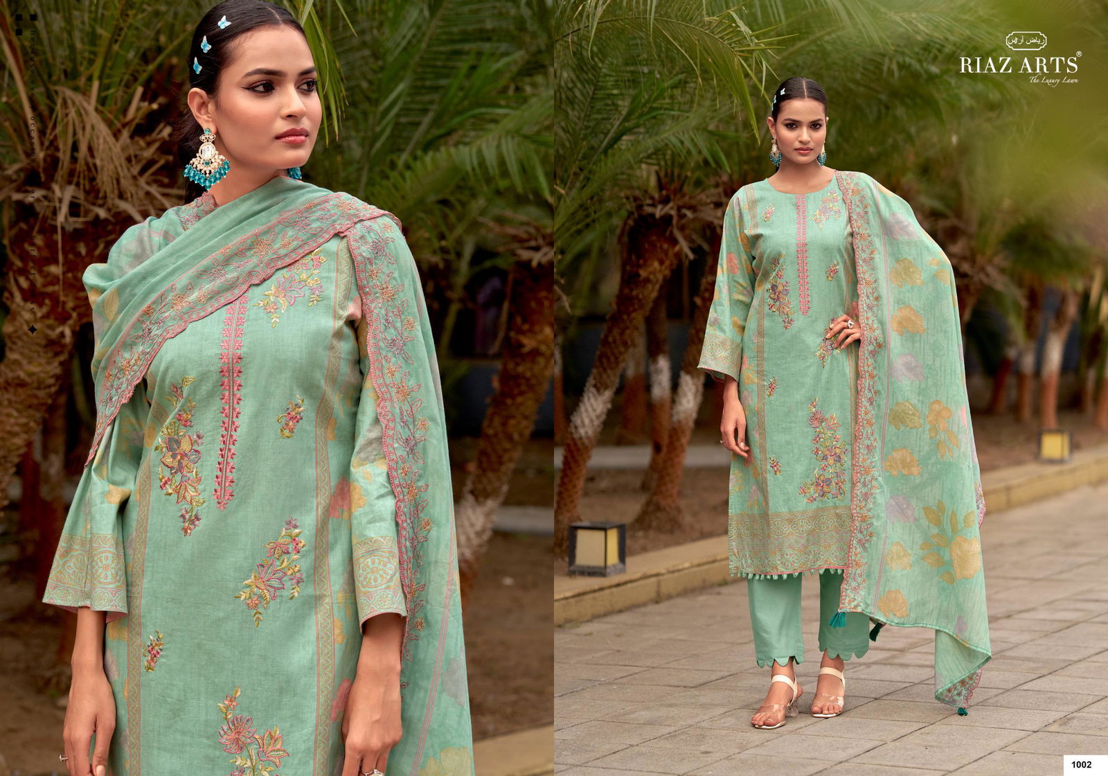 Riaz Arts Karigiri E Saeed Cambric Cotton Print With Embroidery Dress Material