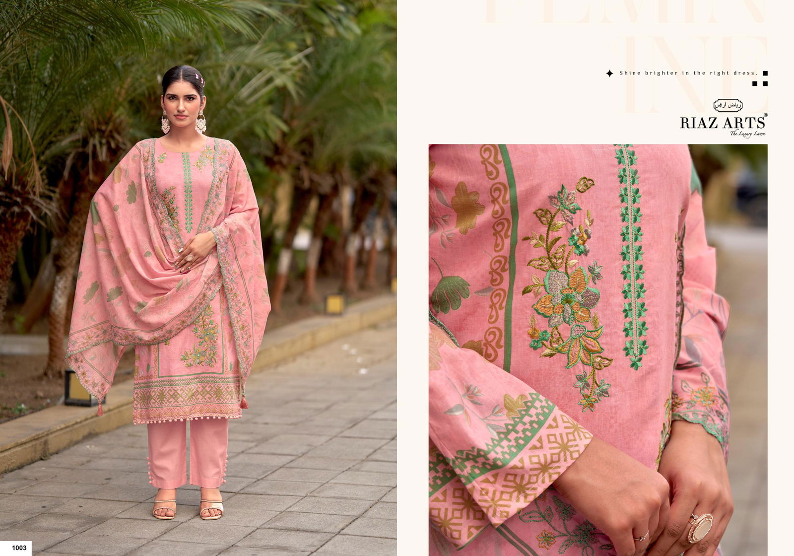 Riaz Arts Karigiri E Saeed Cambric Cotton Print With Embroidery Dress Material