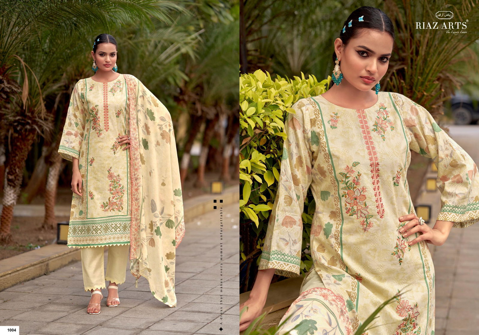 Riaz Arts Karigiri E Saeed Cambric Cotton Print With Embroidery Dress Material