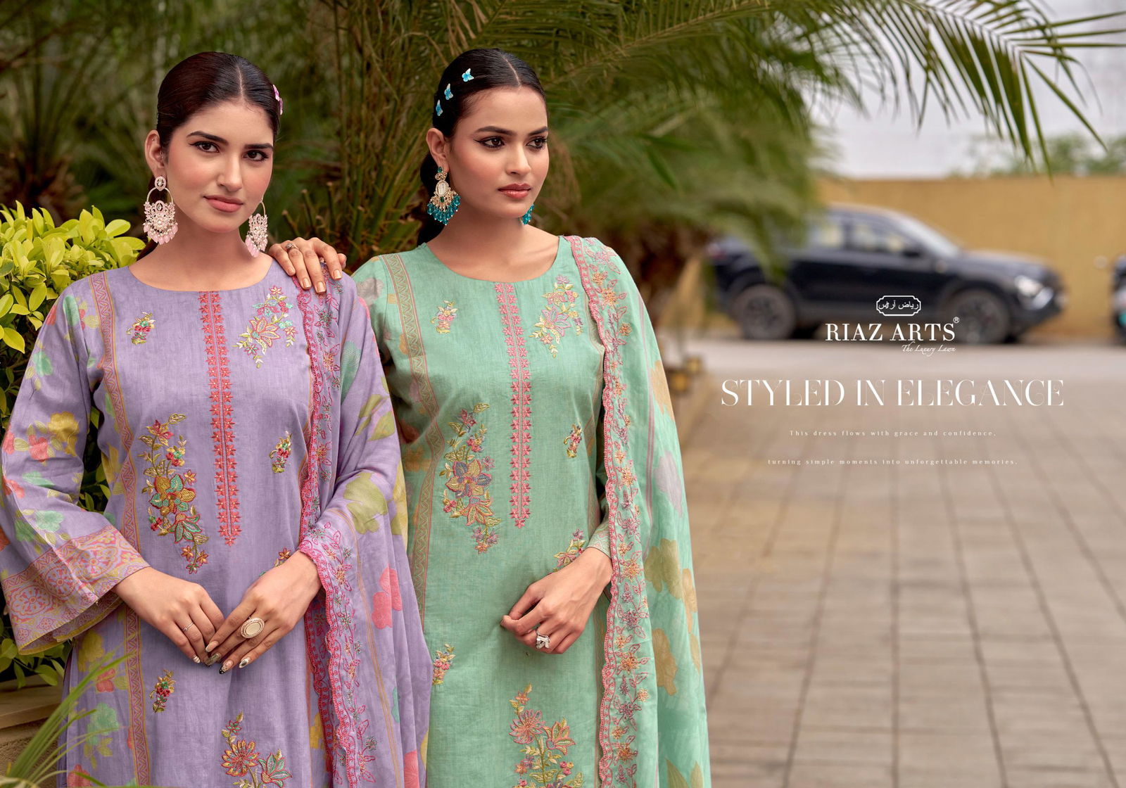 Riaz Arts Karigiri E Saeed Cambric Cotton Print With Embroidery Dress Material