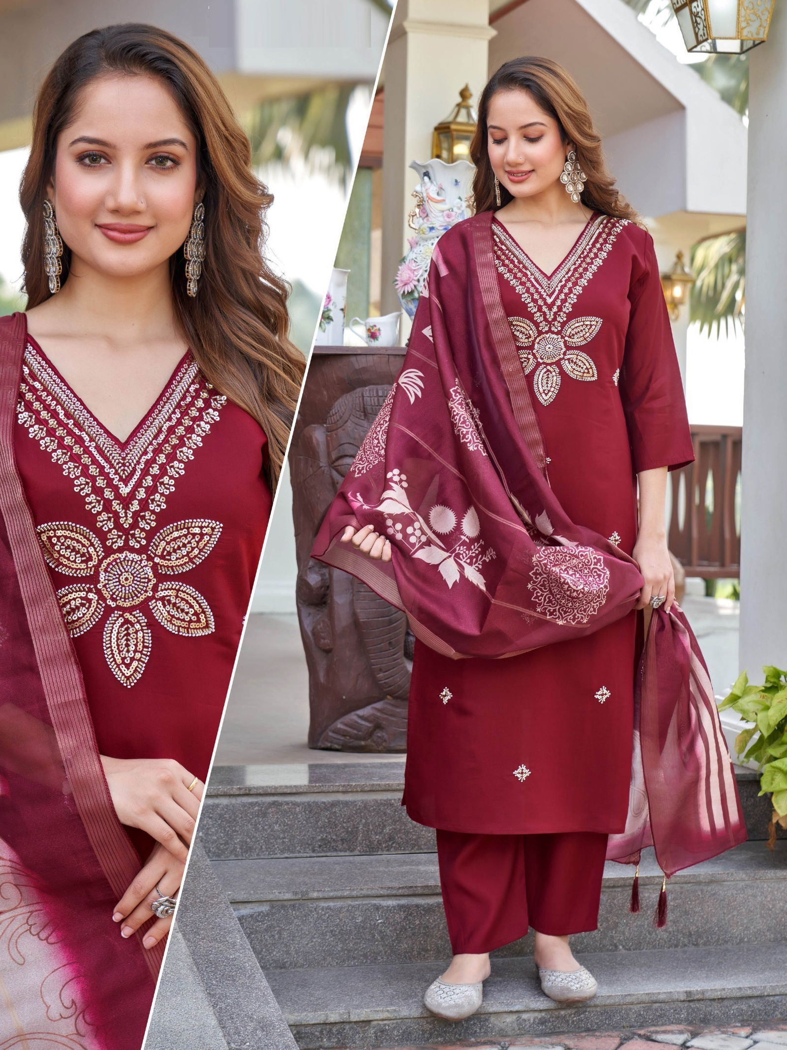 Naisha K 642 Roman With Work Kurti Pant And Dupatta Collection