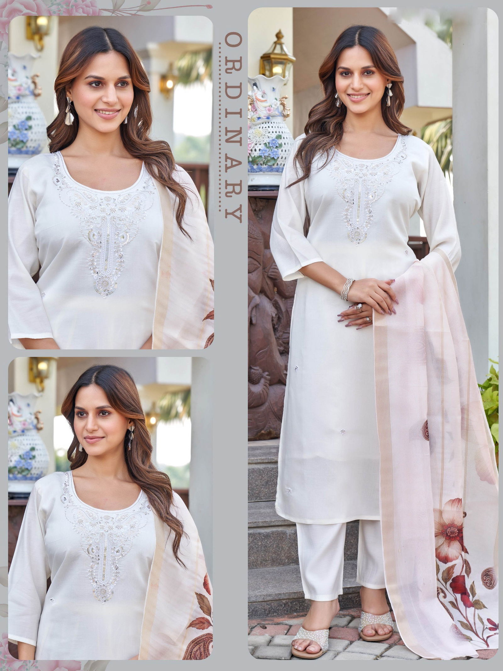 Naisha K 642 Roman With Work Kurti Pant And Dupatta Collection