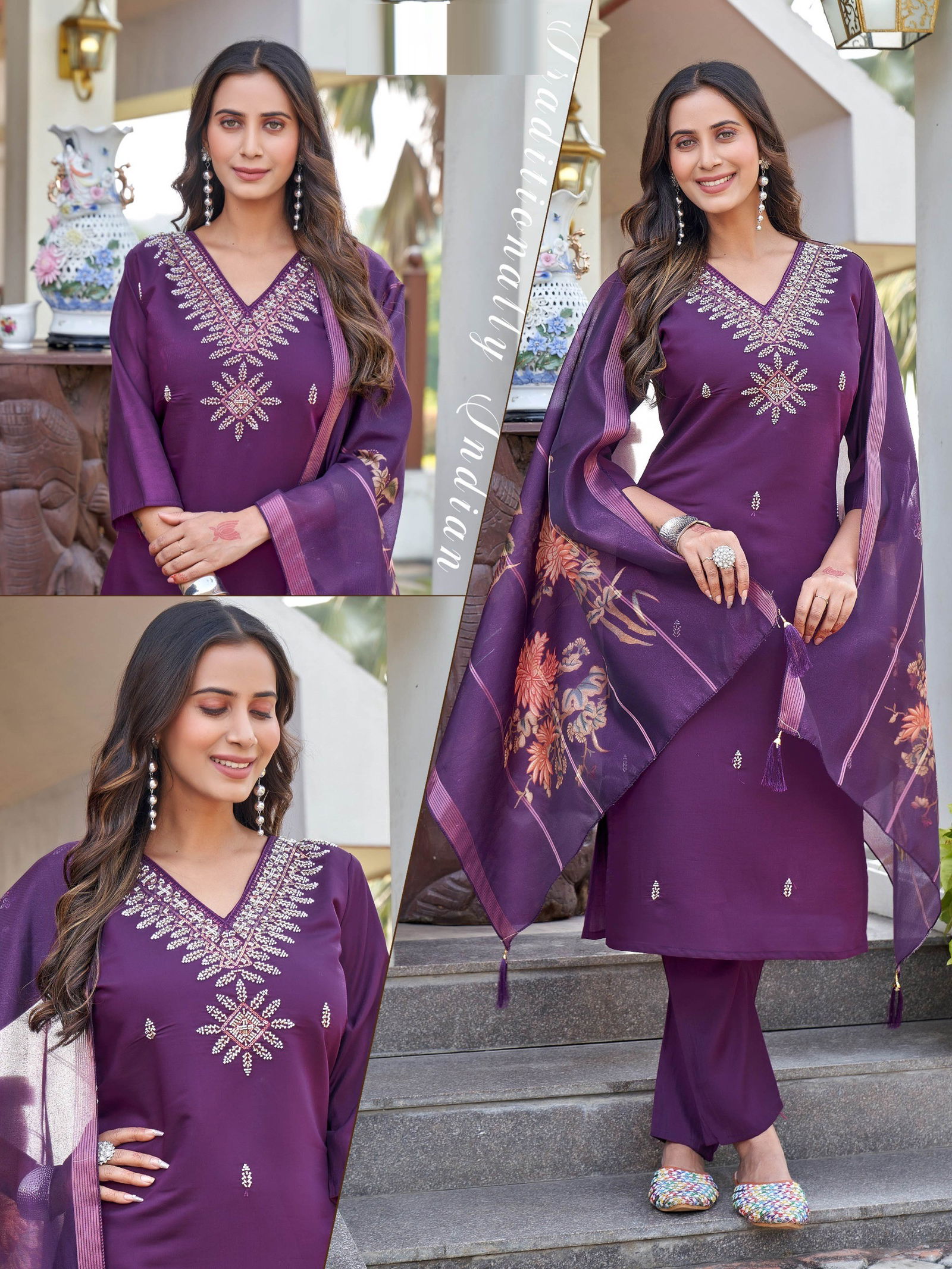 Naisha K 642 Roman With Work Kurti Pant And Dupatta Collection
