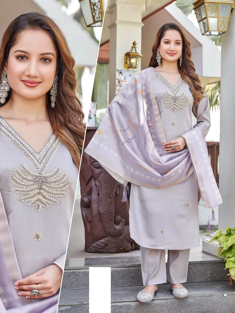 Naisha K 642 Roman With Work Kurti Pant And Dupatta Collection