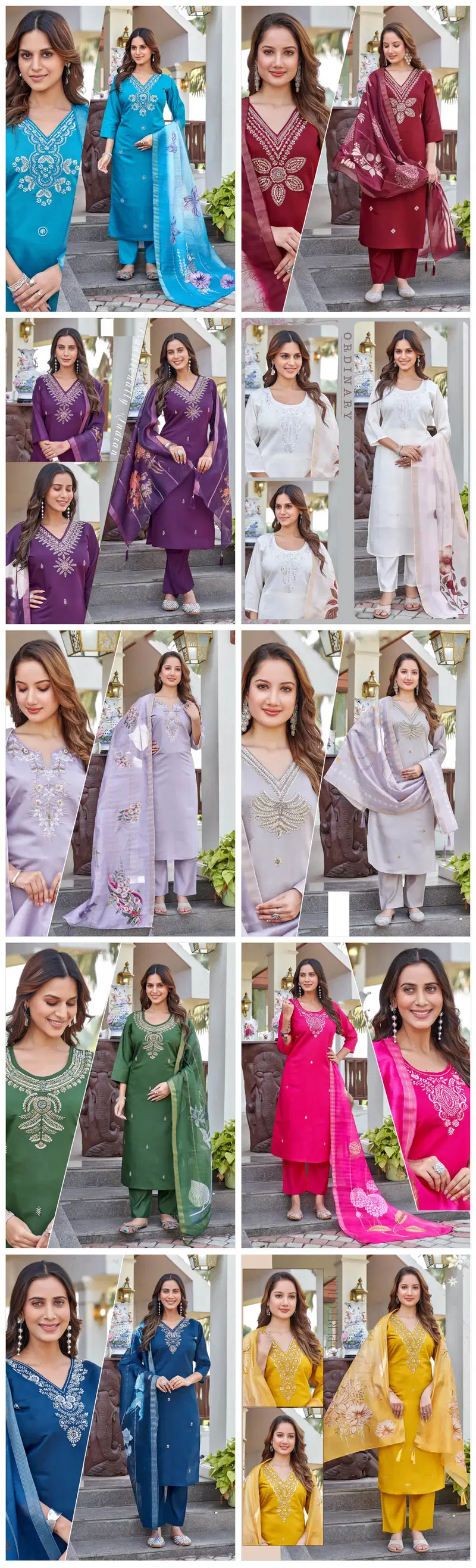 Naisha K 642 Roman With Work Kurti Pant And Dupatta Collection
