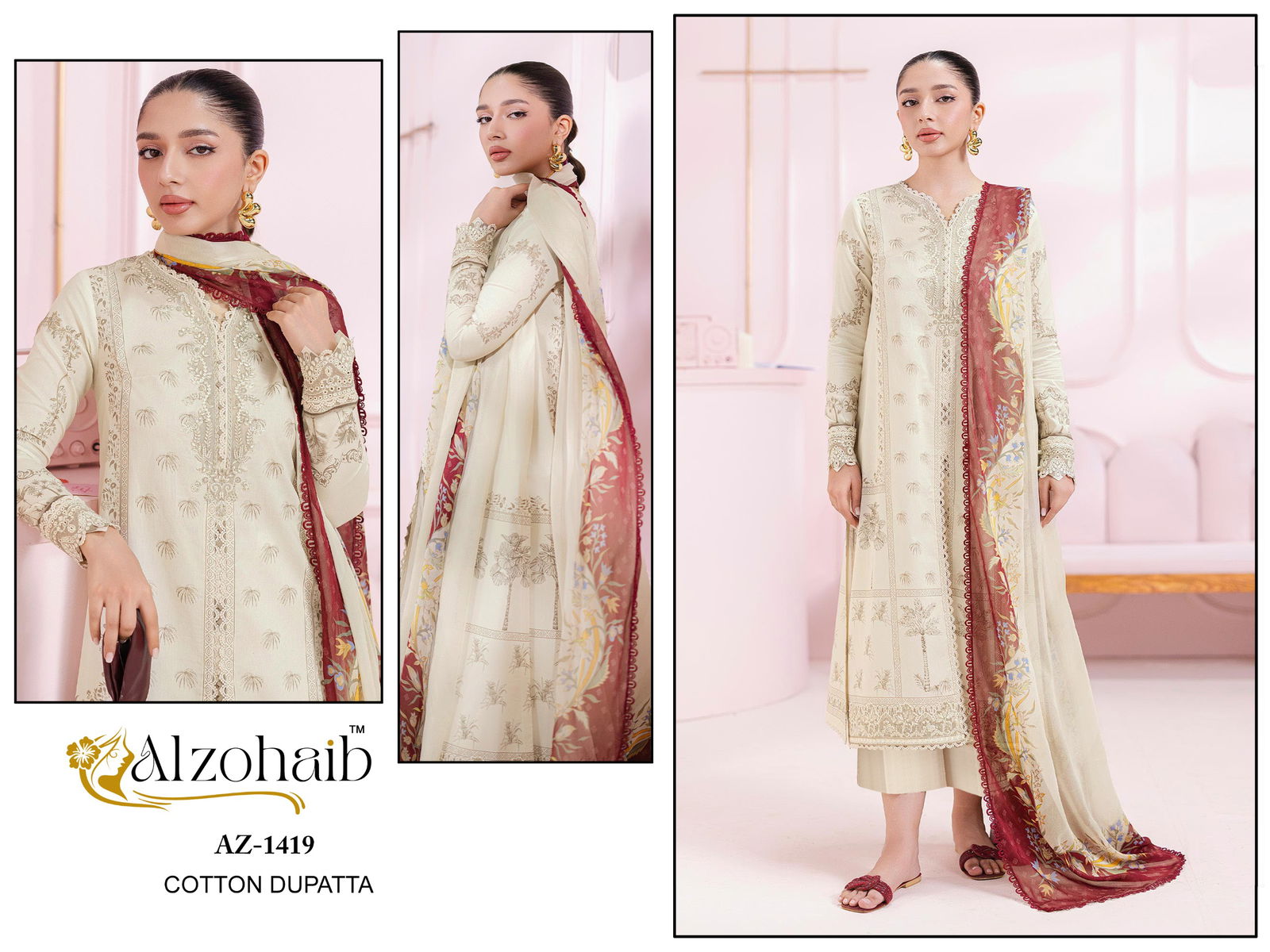 Alzohaib Aziza Vol 1 Cotton Dupatta Cotton Pakistani Salwar Kameez
