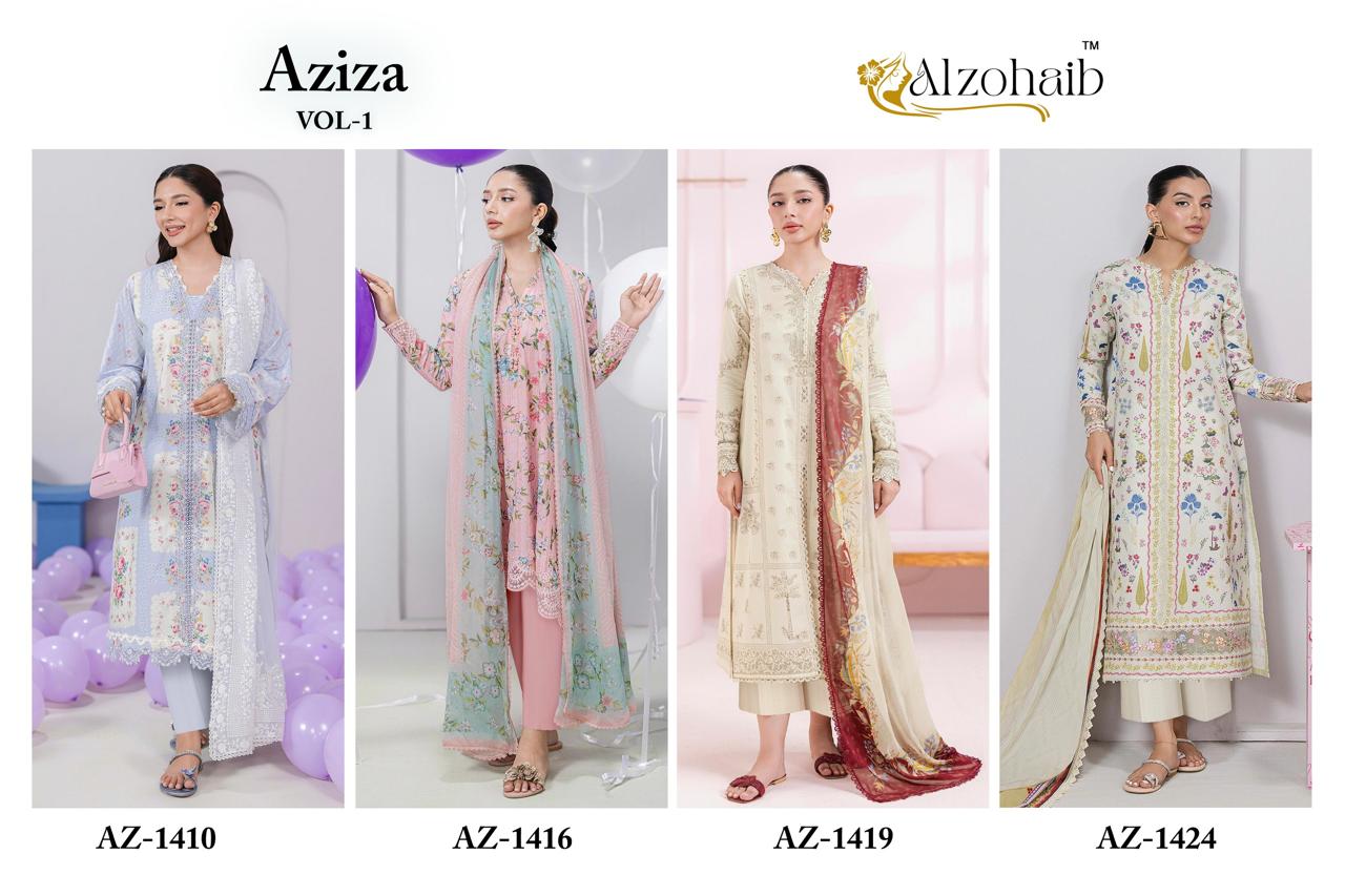 Alzohaib Aziza Vol 1 Cotton Dupatta Cotton Pakistani Salwar Kameez