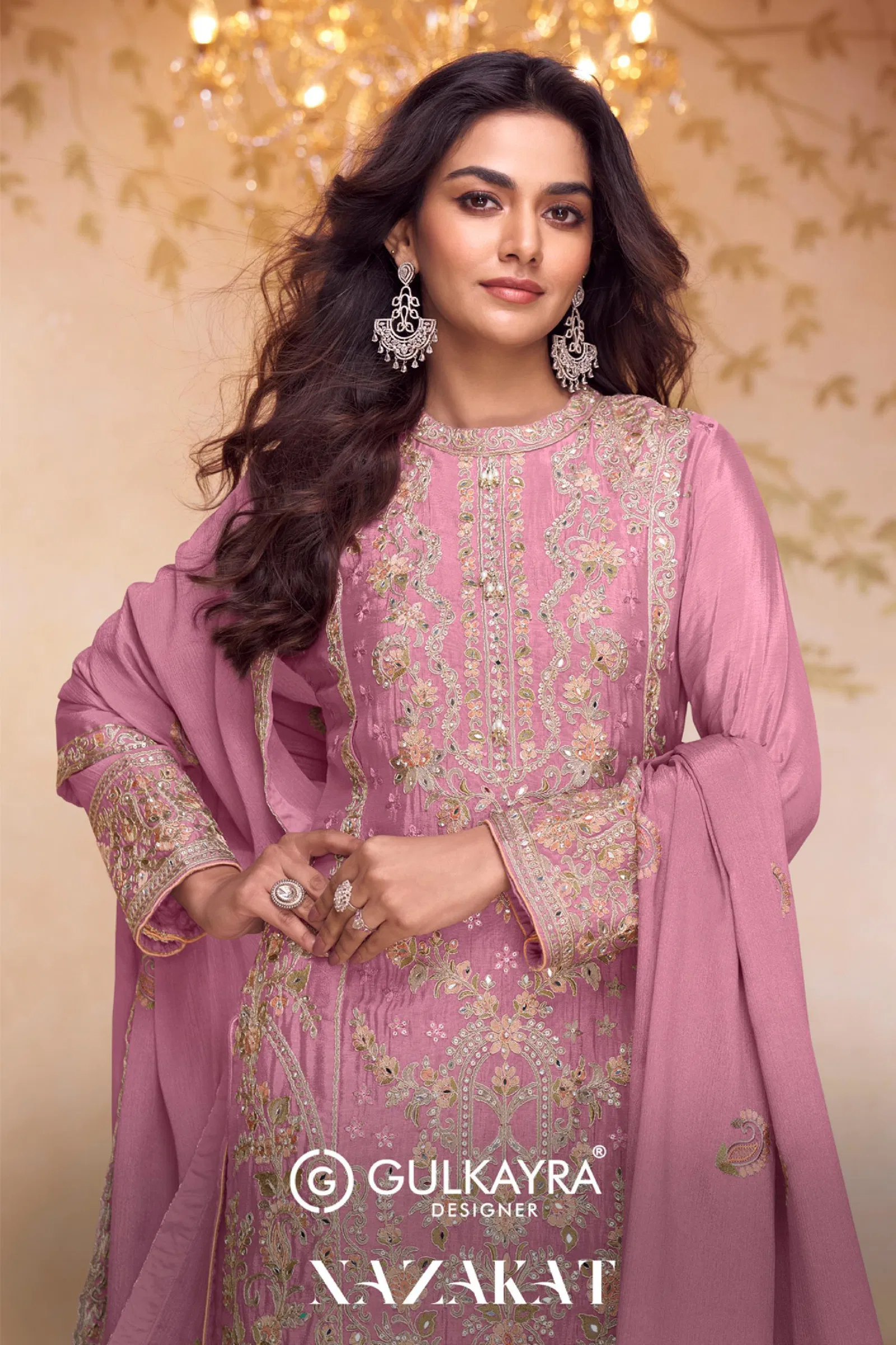 Gulkayra Nazakat Chinon With Embroidery Work Top Bottom And Dupatta