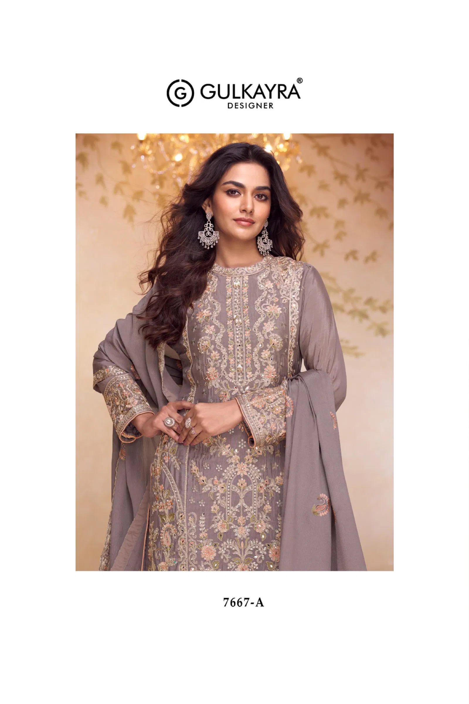 Gulkayra Nazakat Chinon With Embroidery Work Top Bottom And Dupatta