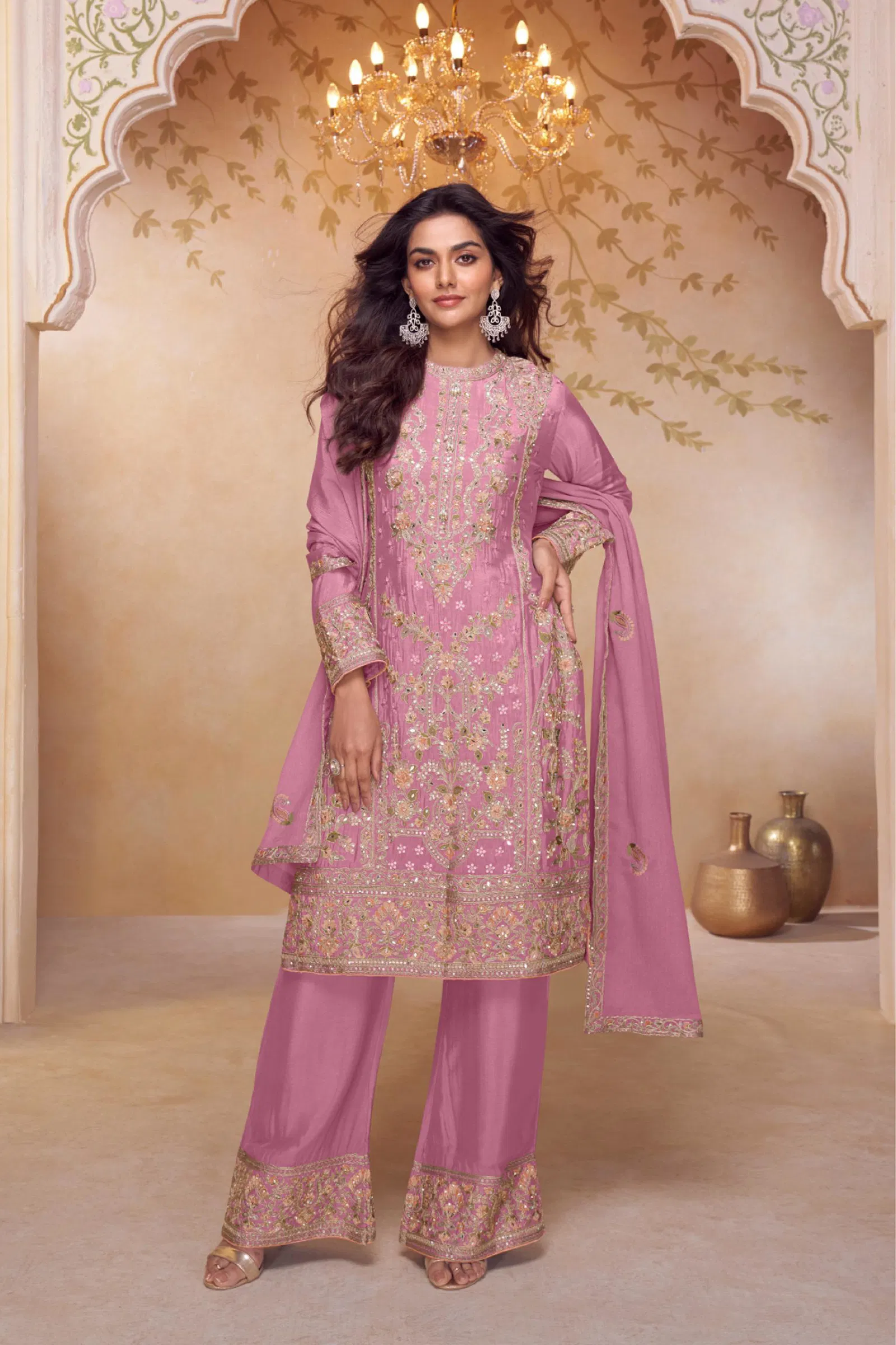 Gulkayra Nazakat Chinon With Embroidery Work Top Bottom And Dupatta