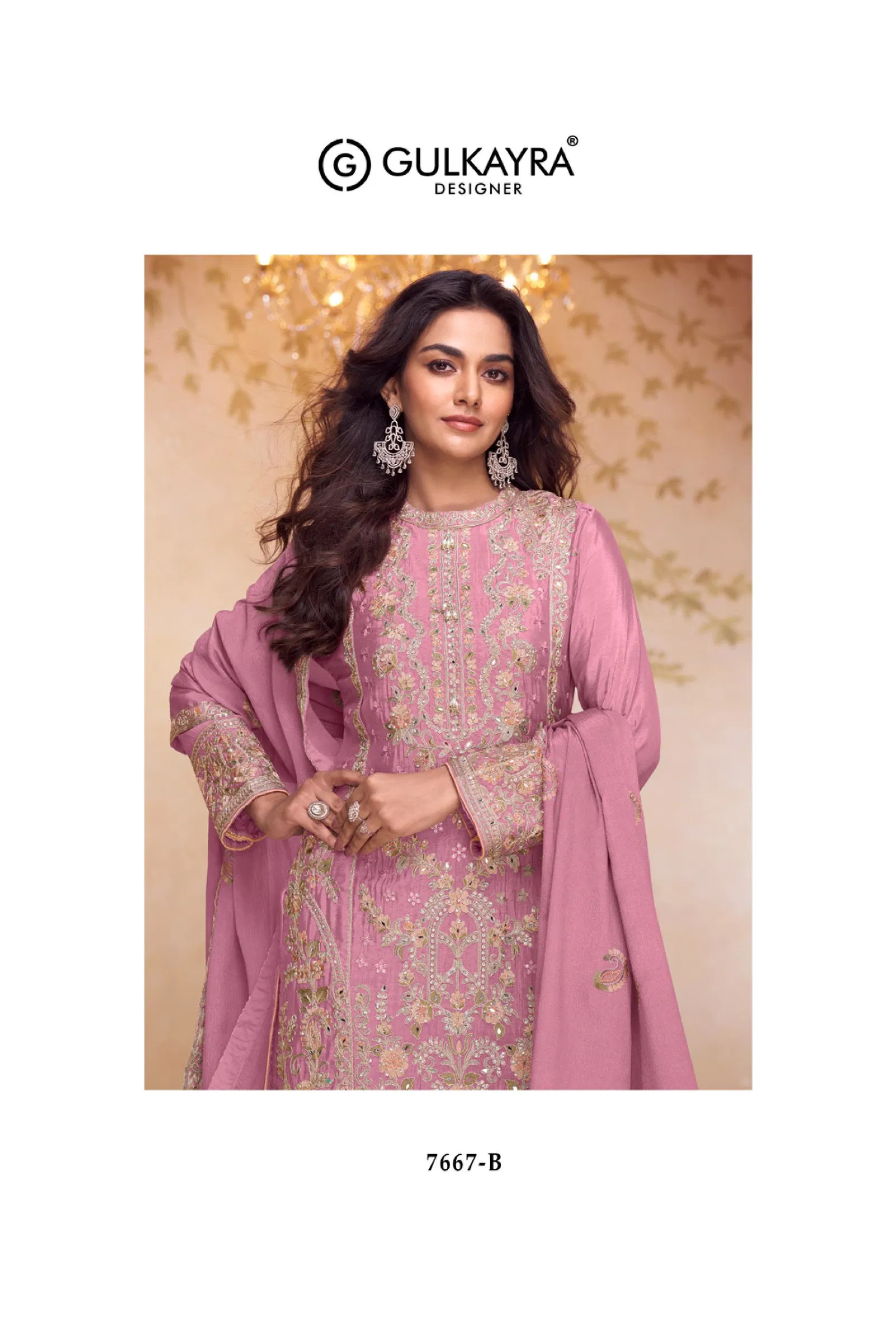 Gulkayra Nazakat Chinon With Embroidery Work Top Bottom And Dupatta