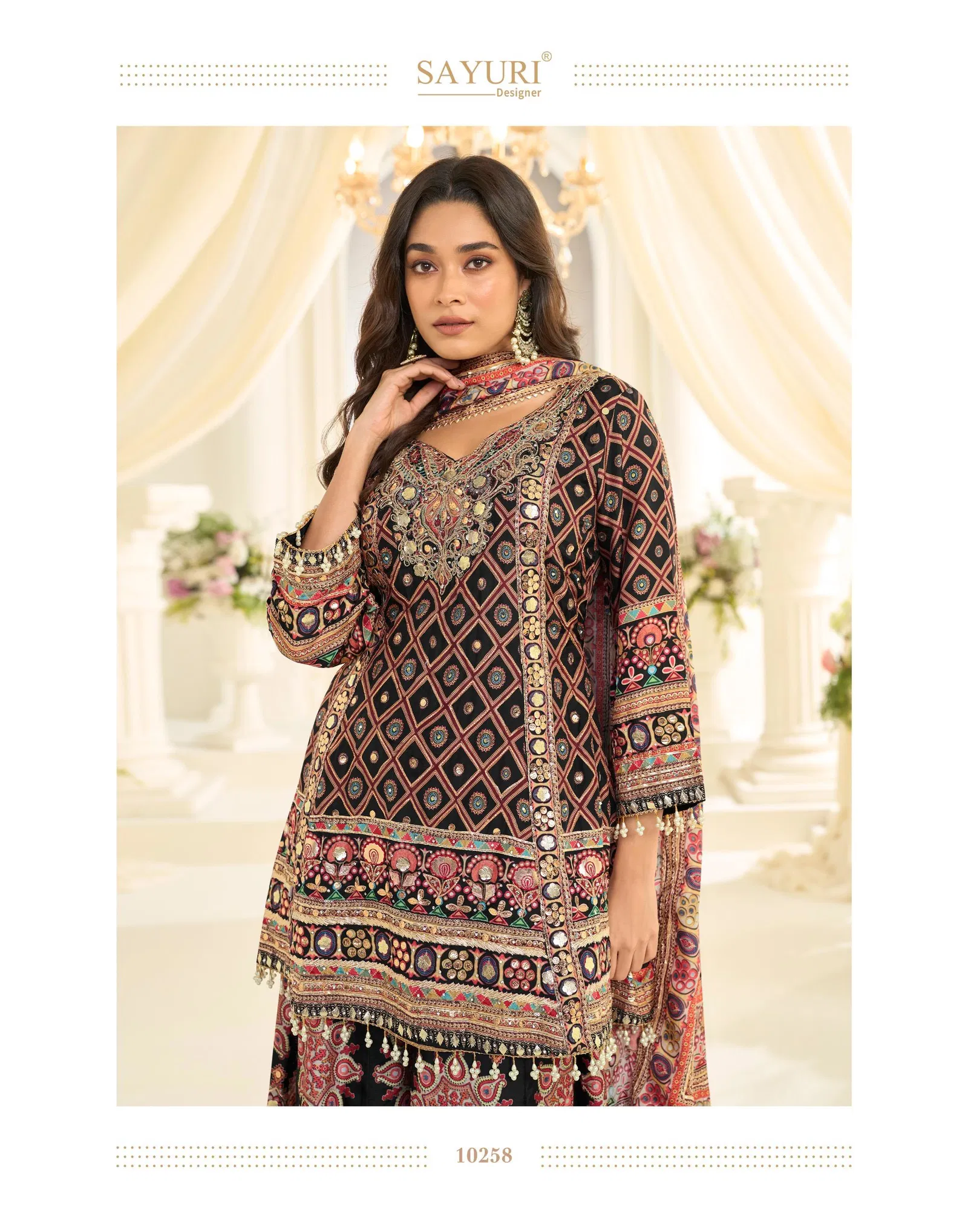Sayuri Fatima Crepe Silk With Printed Work Top Bottom And Dupatta