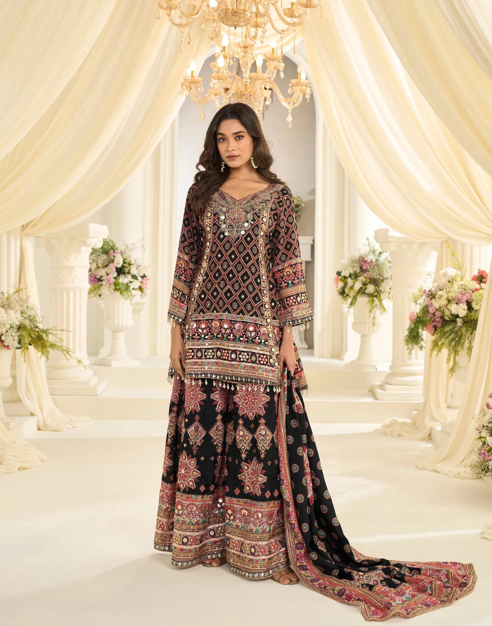 Sayuri Fatima Crepe Silk With Printed Work Top Bottom And Dupatta