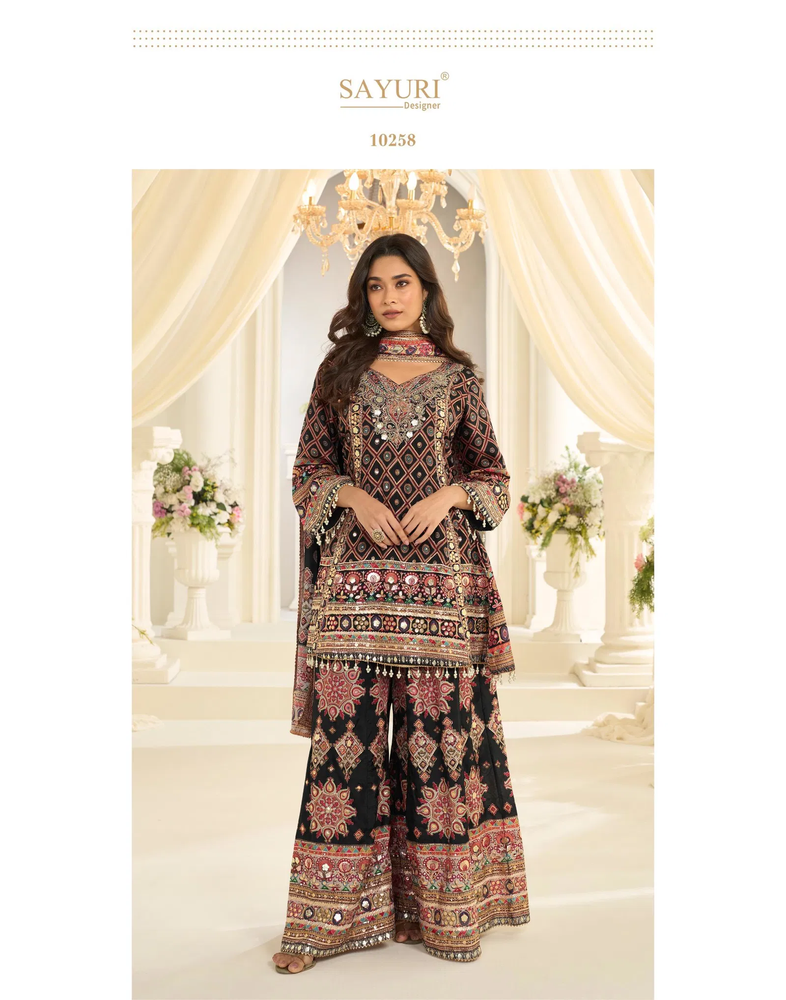 Sayuri Fatima Crepe Silk With Printed Work Top Bottom And Dupatta