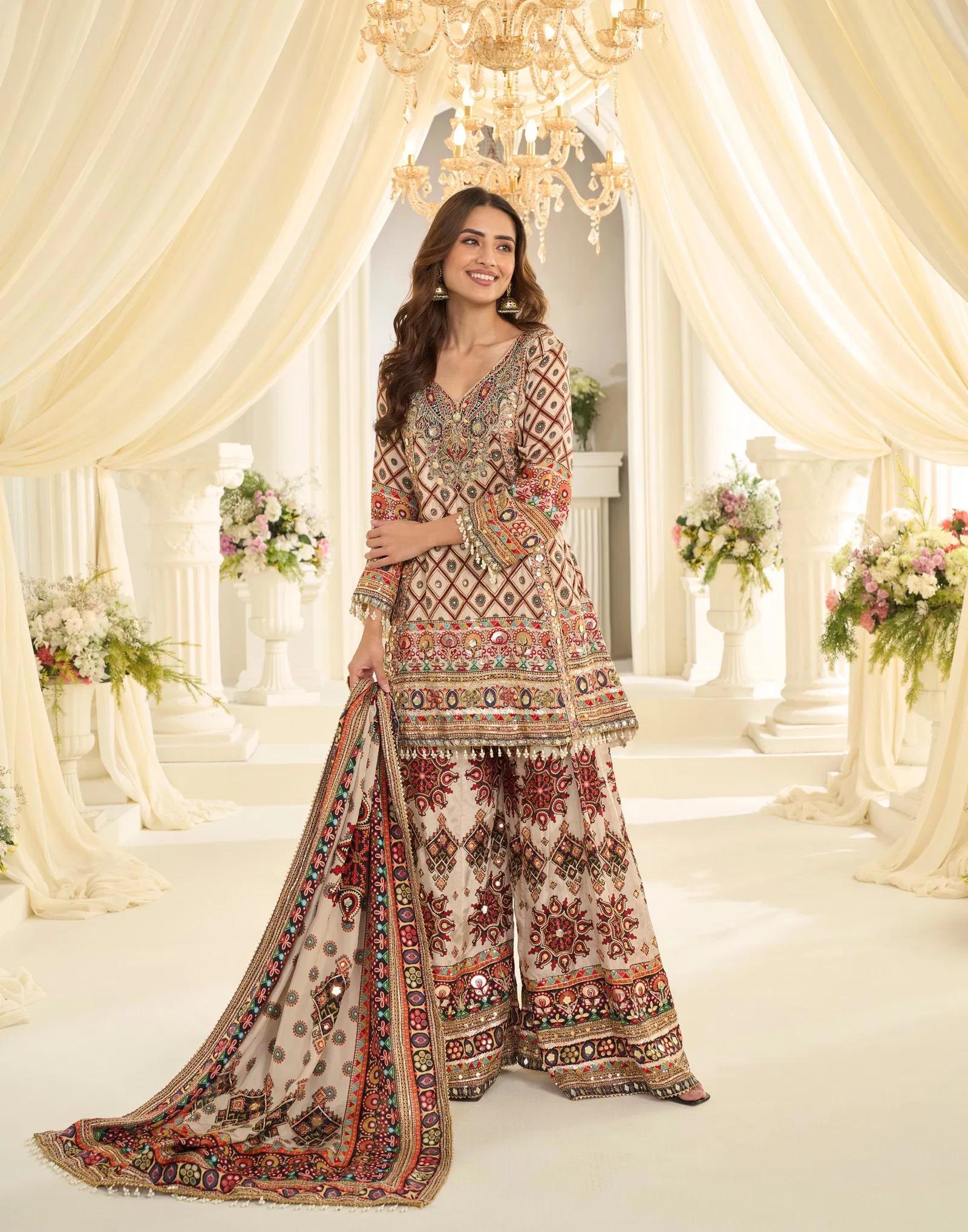 Sayuri Fatima Crepe Silk With Printed Work Top Bottom And Dupatta
