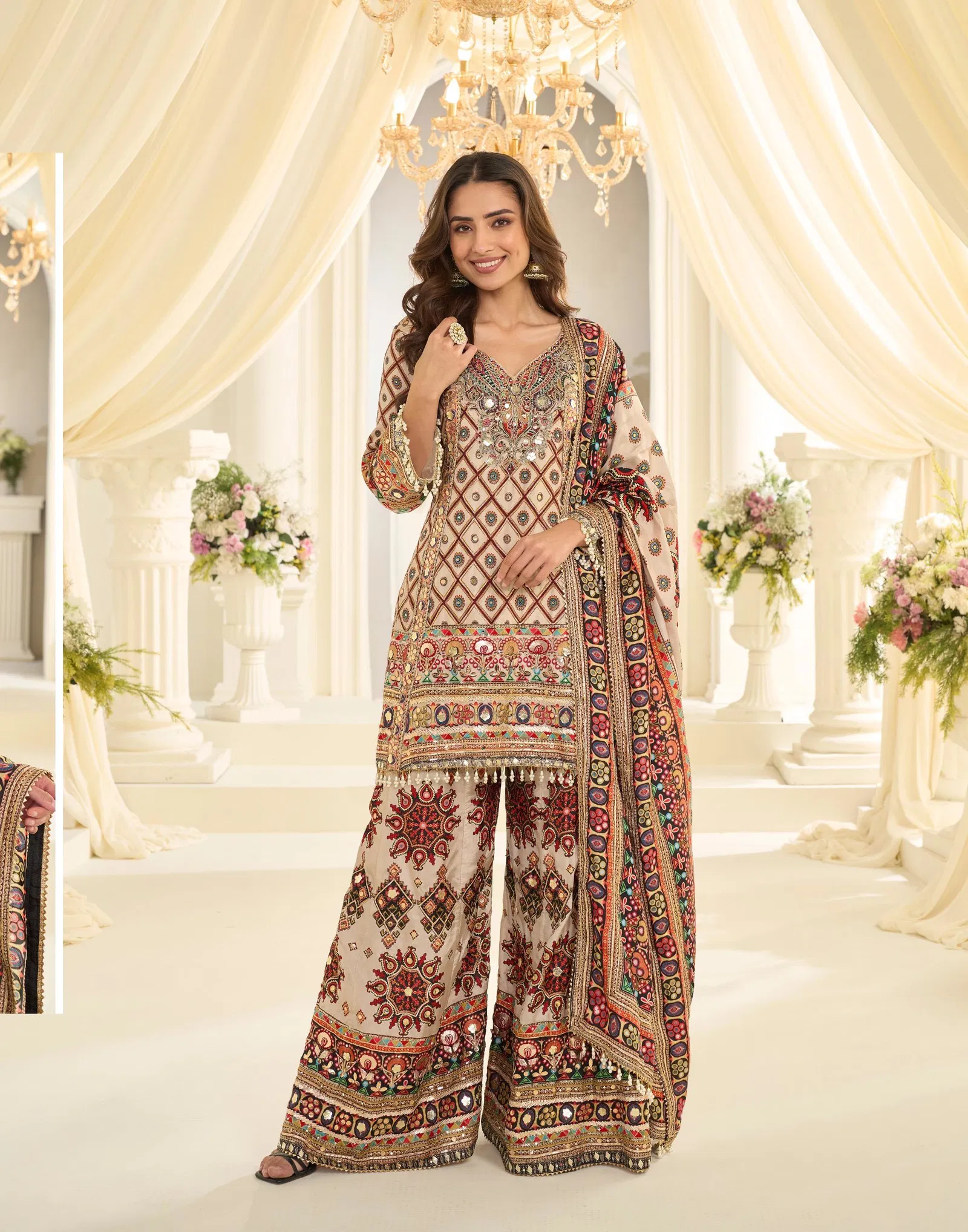 Sayuri Fatima Crepe Silk With Printed Work Top Bottom And Dupatta