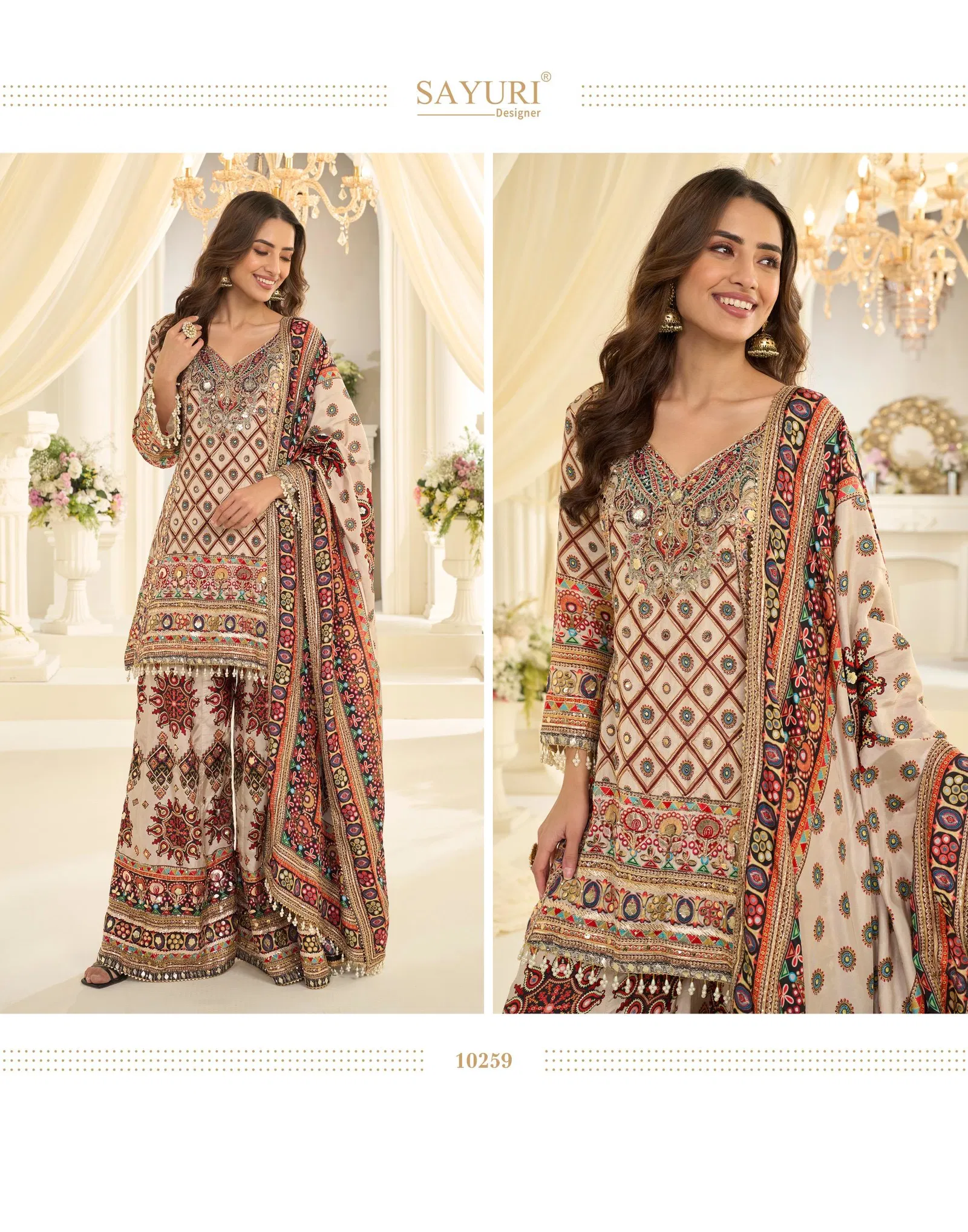 Sayuri Fatima Crepe Silk With Printed Work Top Bottom And Dupatta