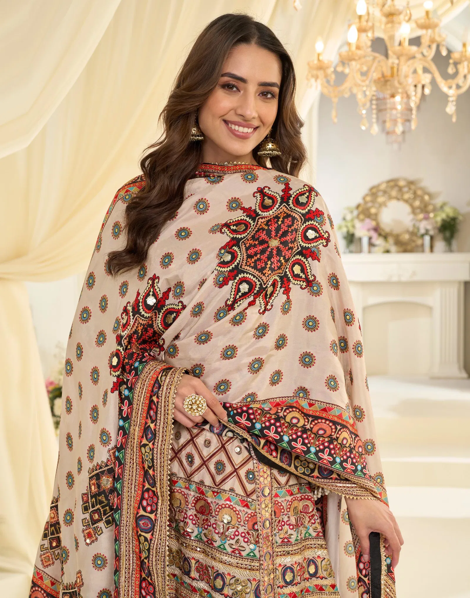 Sayuri Fatima Crepe Silk With Printed Work Top Bottom And Dupatta