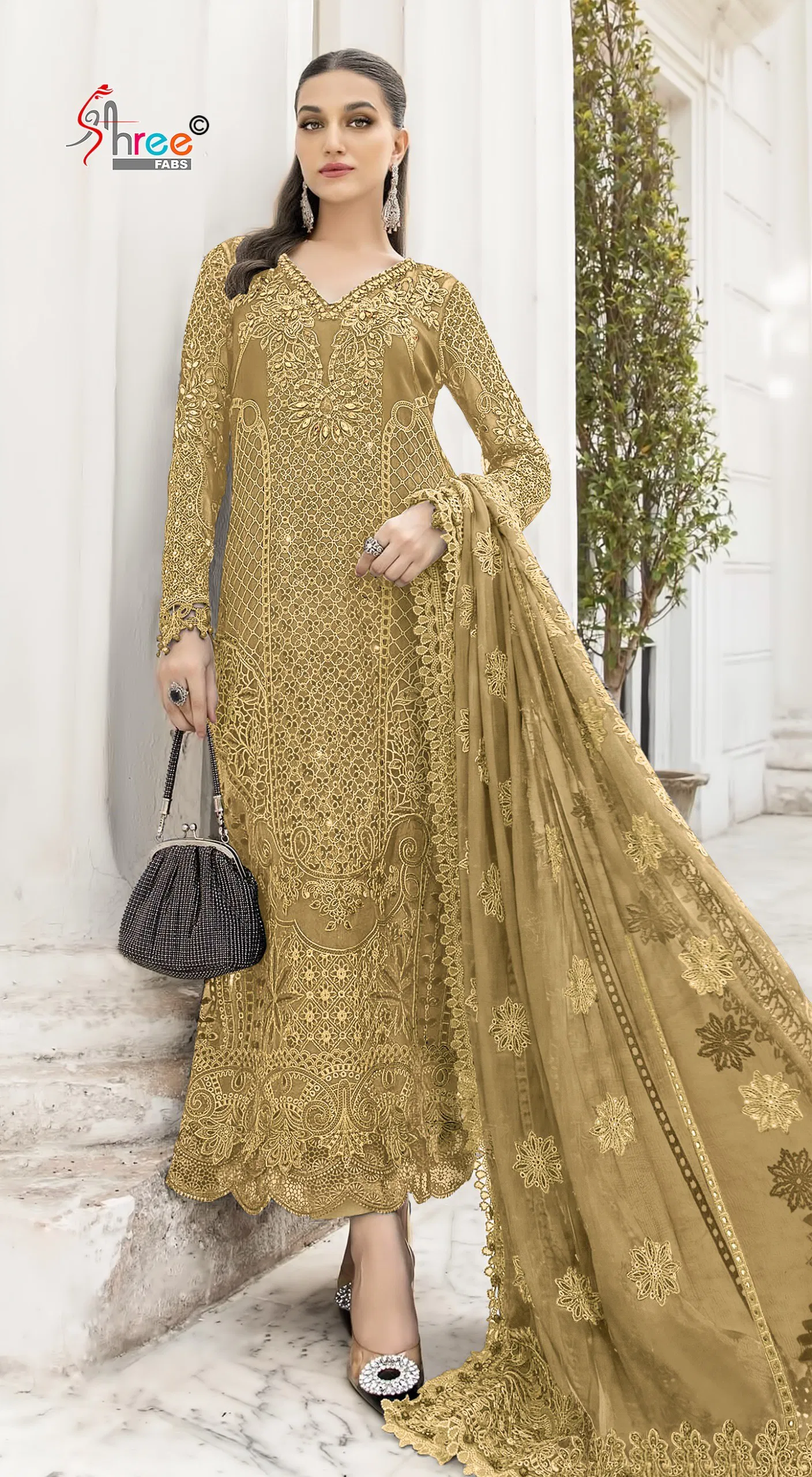 Shree Sf 5584 A To D Chiffon With Embroidery Work Pakistani Salwar Kameez Collection 