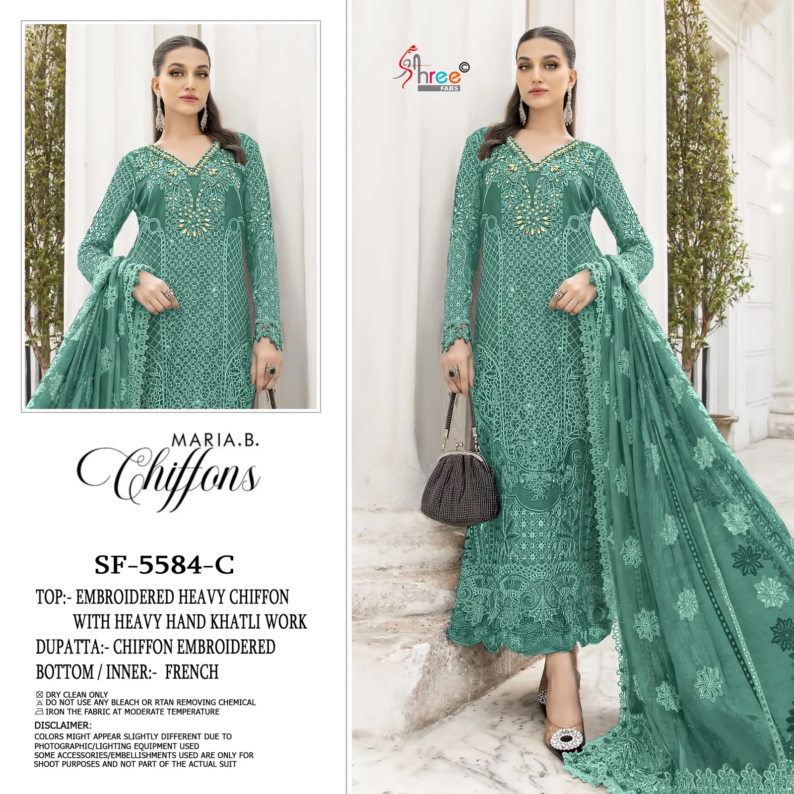 Shree Sf 5584 A To D Chiffon With Embroidery Work Pakistani Salwar Kameez Collection 