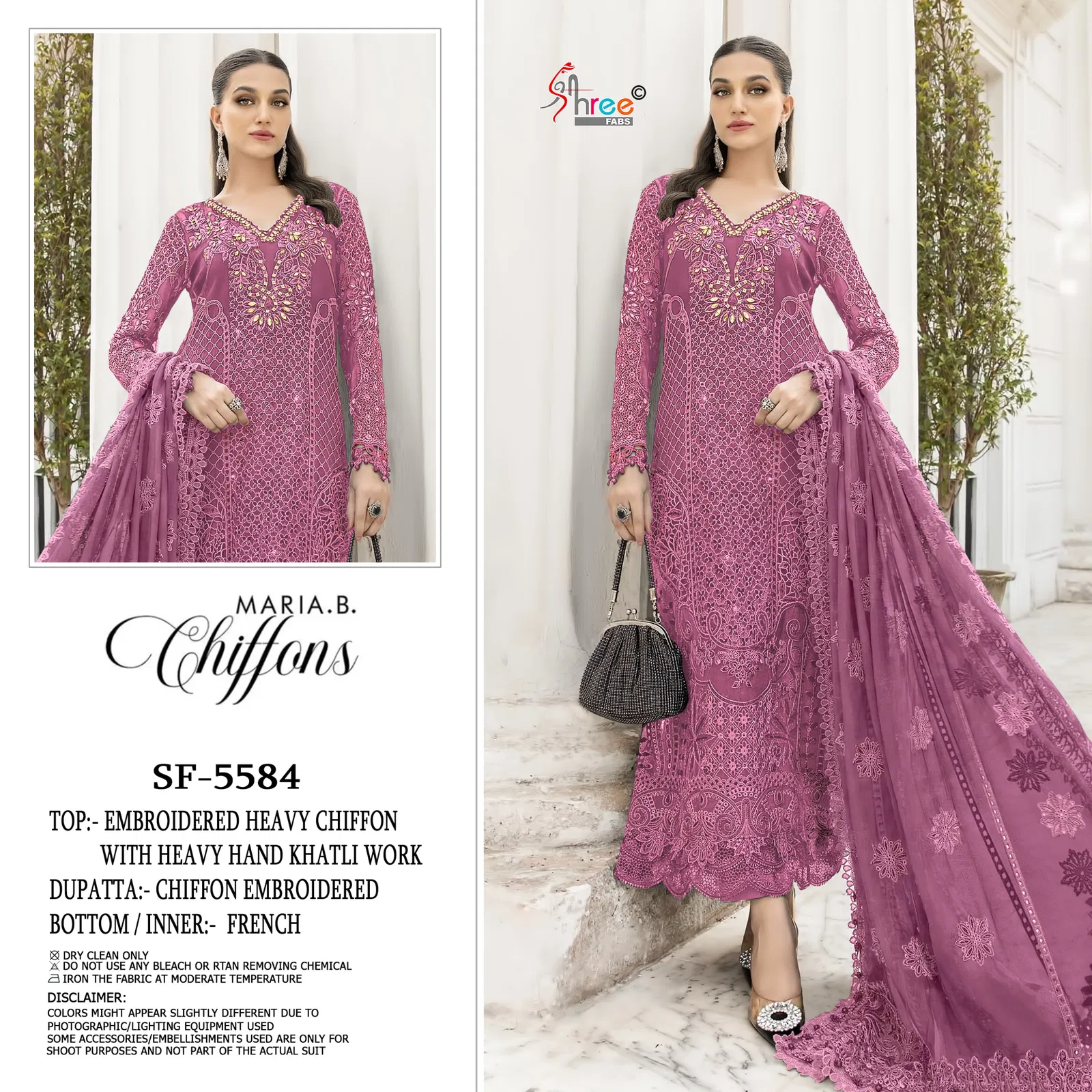 Shree Sf 5584 A To D Chiffon With Embroidery Work Pakistani Salwar Kameez Collection 