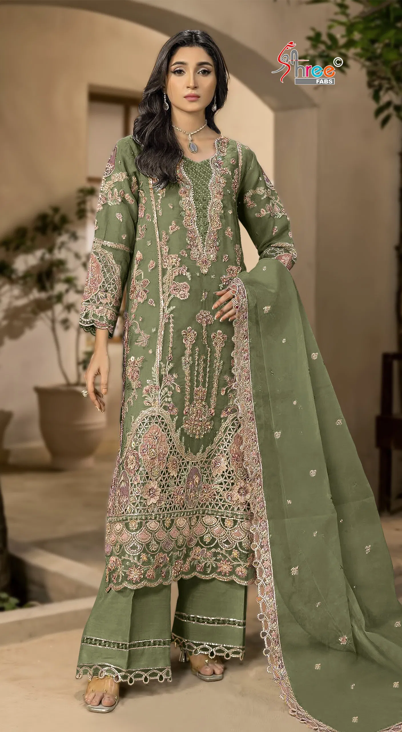 Shree Sf 5599 A To D Chiffon With Embroidery Work Pakistani Salwar Kameez Collection 