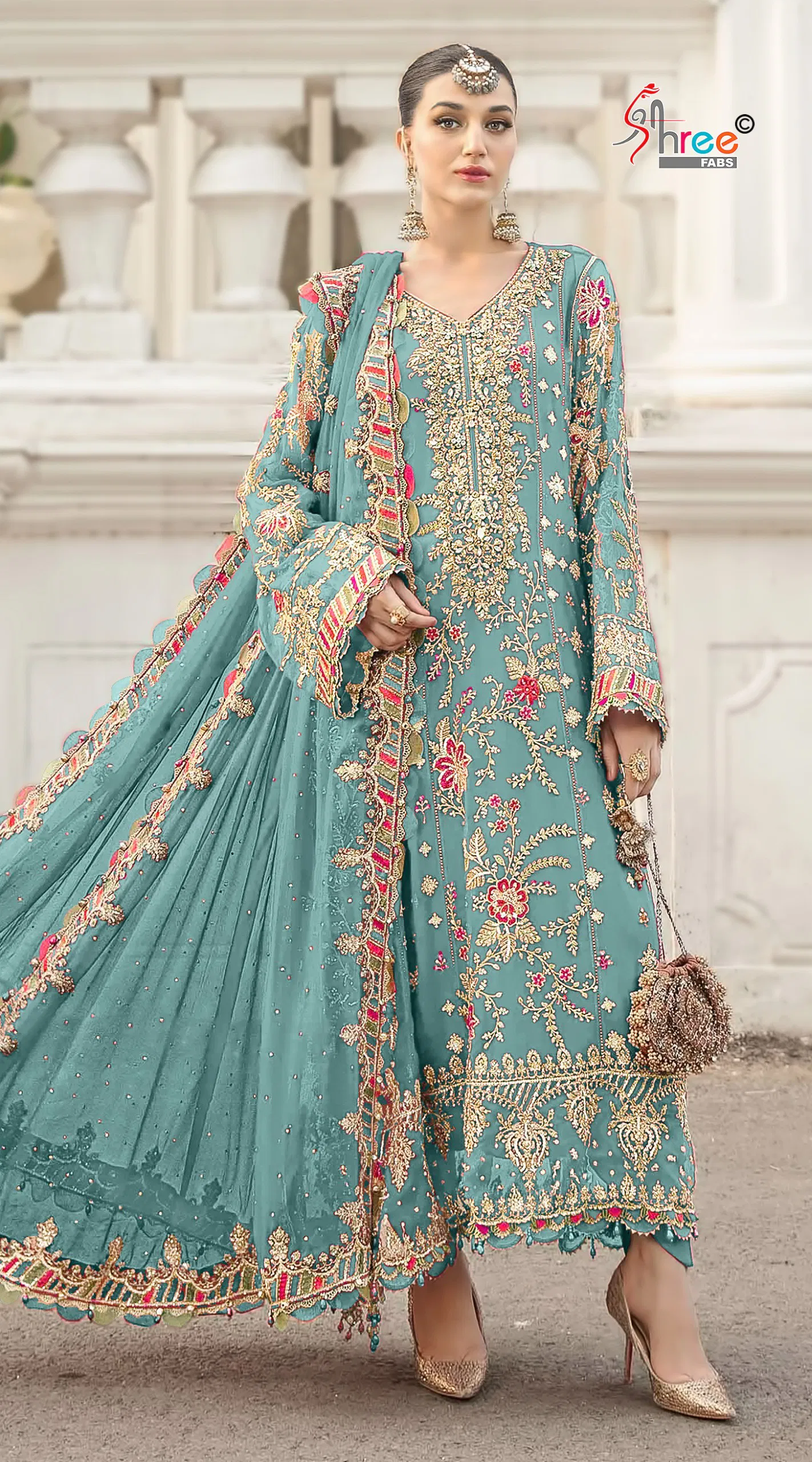 Shree Sf 5504 Q To T Faux Georgette With Embroidery Pakistani Salwar Kameez Collection 