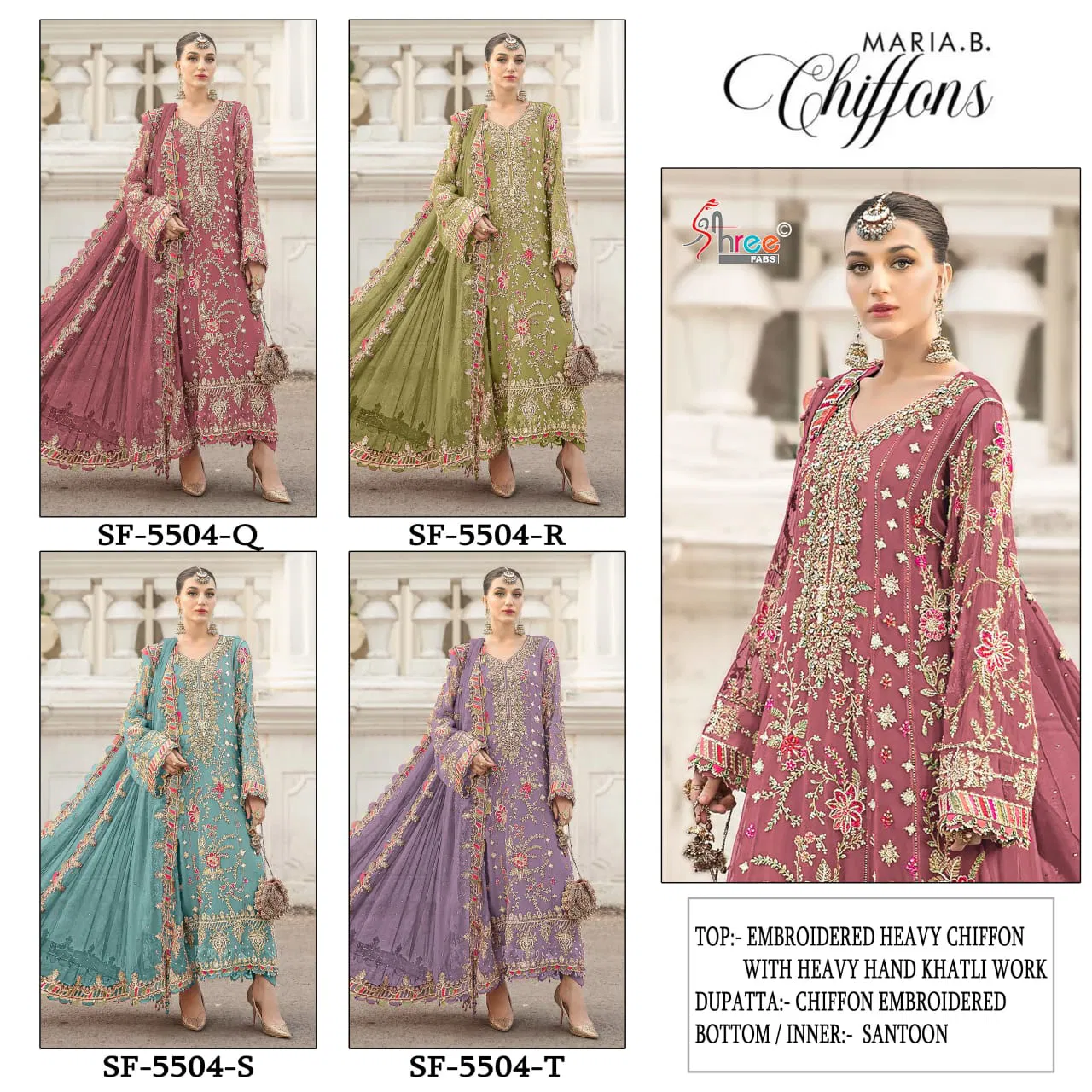 Shree Sf 5504 Q To T Faux Georgette With Embroidery Pakistani Salwar Kameez Collection 