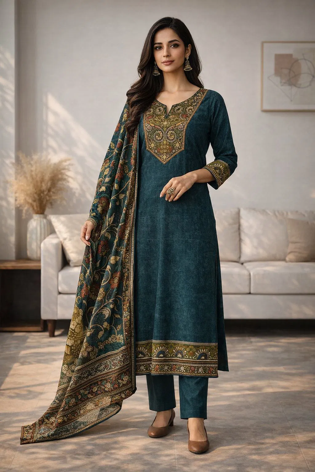 Naisha K 644 Cotton Festival Wear Kurti Pant And Dupatta Collection