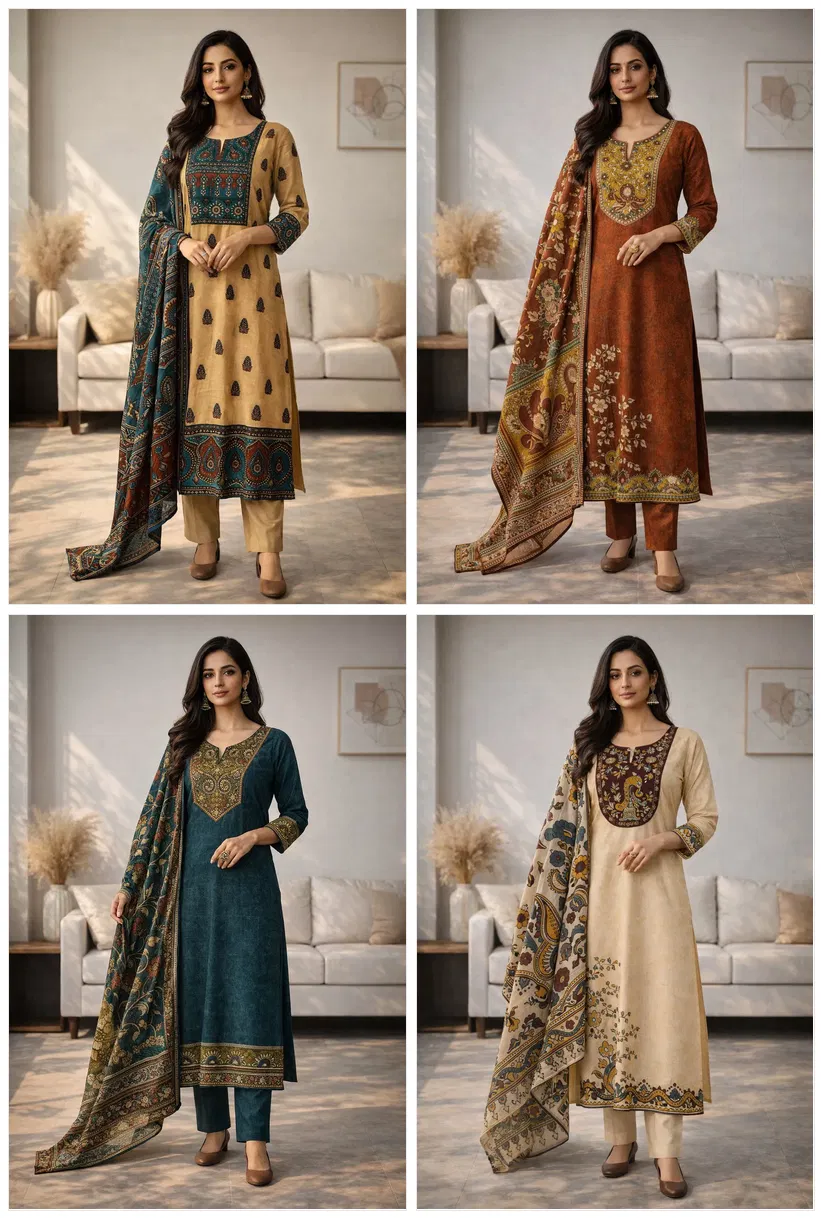 Naisha K 644 Cotton Festival Wear Kurti Pant And Dupatta Collection