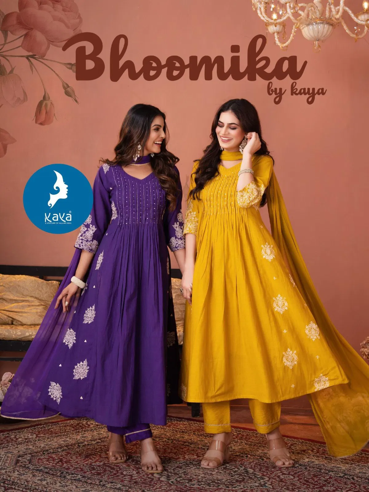 Kaya Bhoomika Mul Chanderi With Work Kurti Pant And Dupatta Collection 