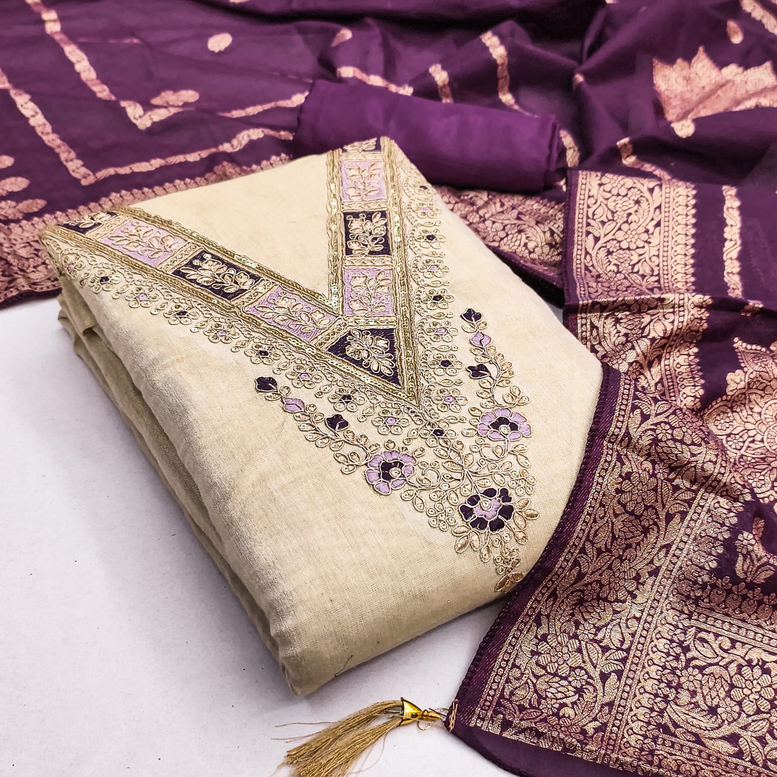 Designer Silky Kosma silk Kodding Sequence Work Dress material Collection