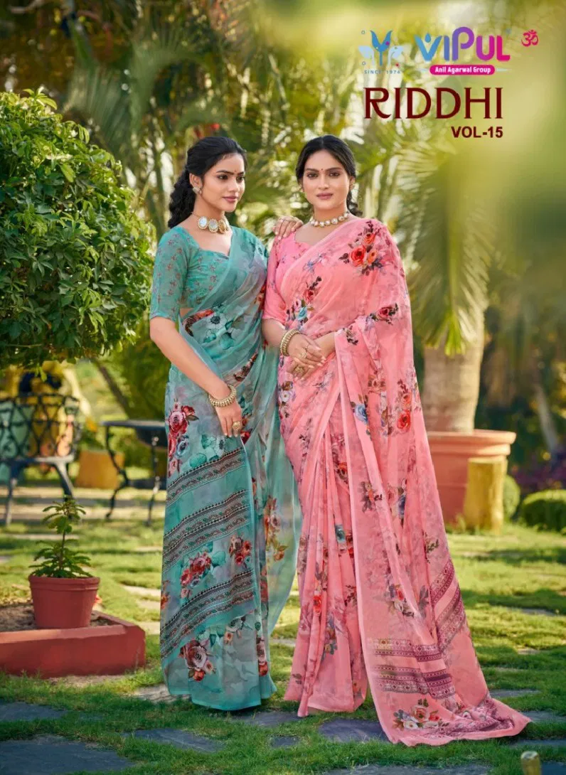 Vipul Riddhi Vol 15 Georgette Digital Print Casual Wear Saree Collection