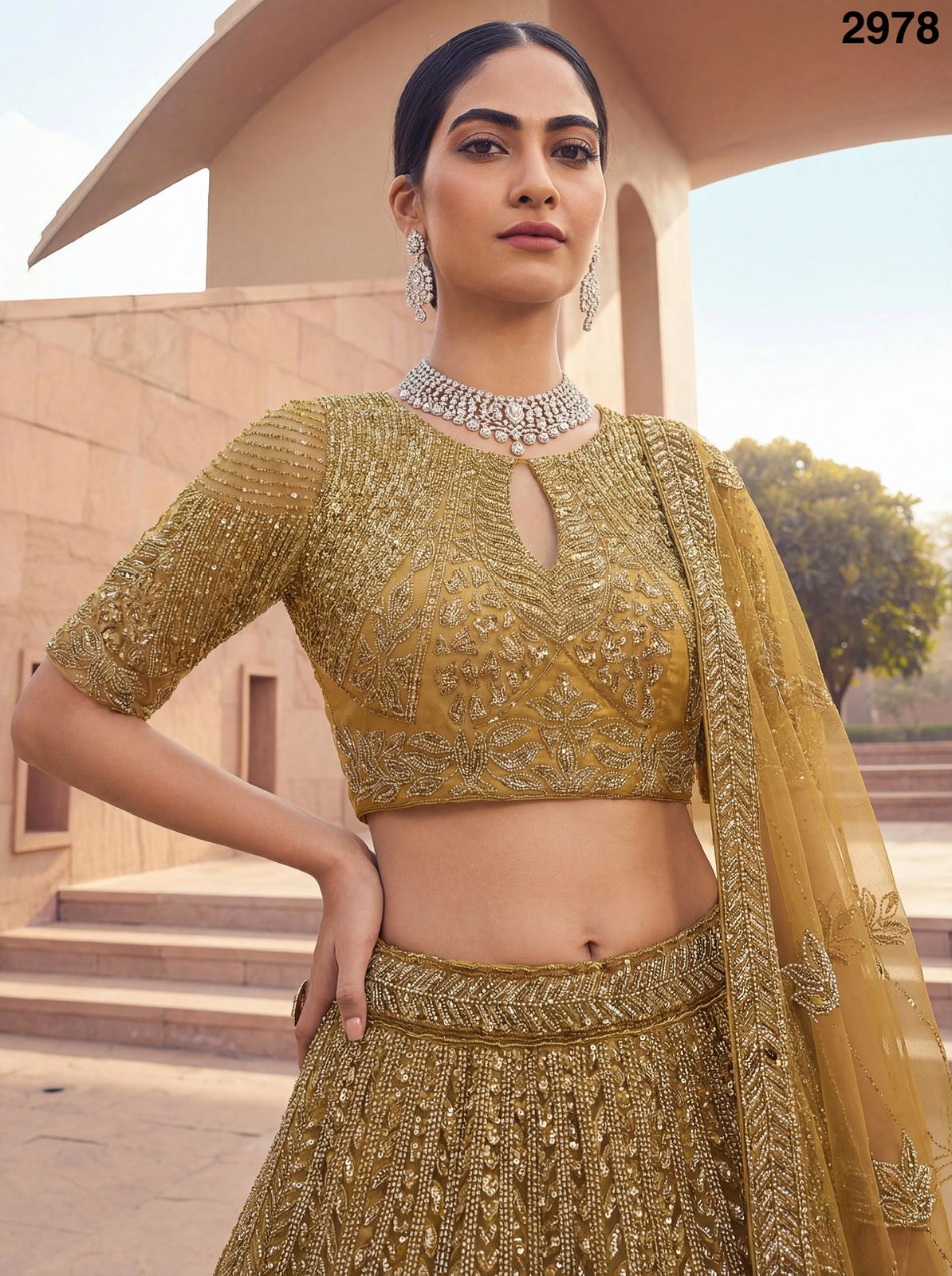 Anjani 2978 Alluring Designer Golden Lehenga Choli Collection 