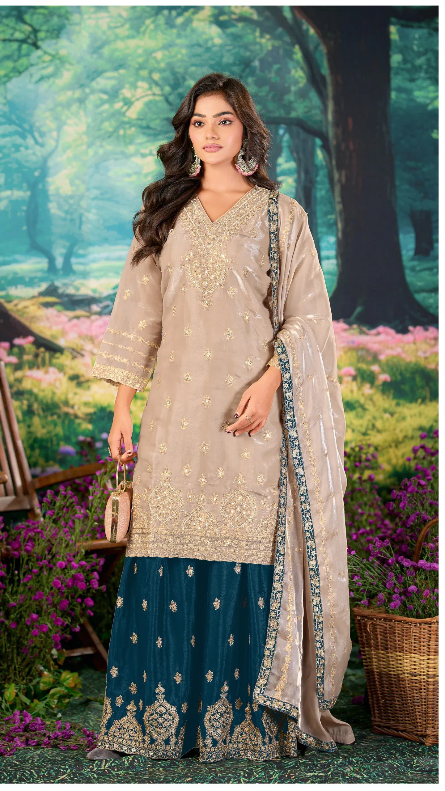 Khas 4499 A To D Fandy Silk With Embroidery Work Pakistani Salwar Kameez Collection 