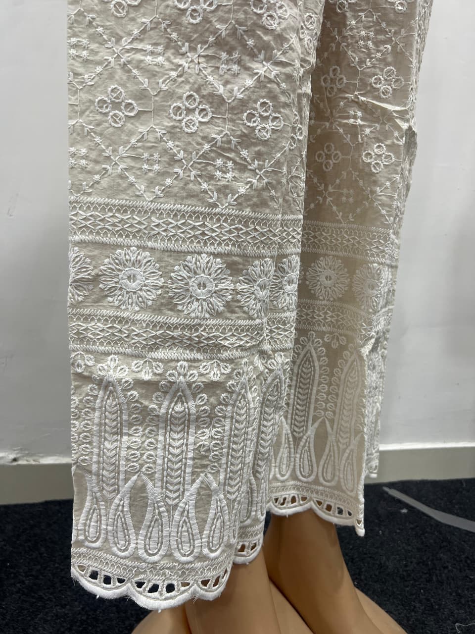 Maji Chikankari Plazzo 03 Cambric Cotton Hit Chikankari Work Loose Fit Plazzo